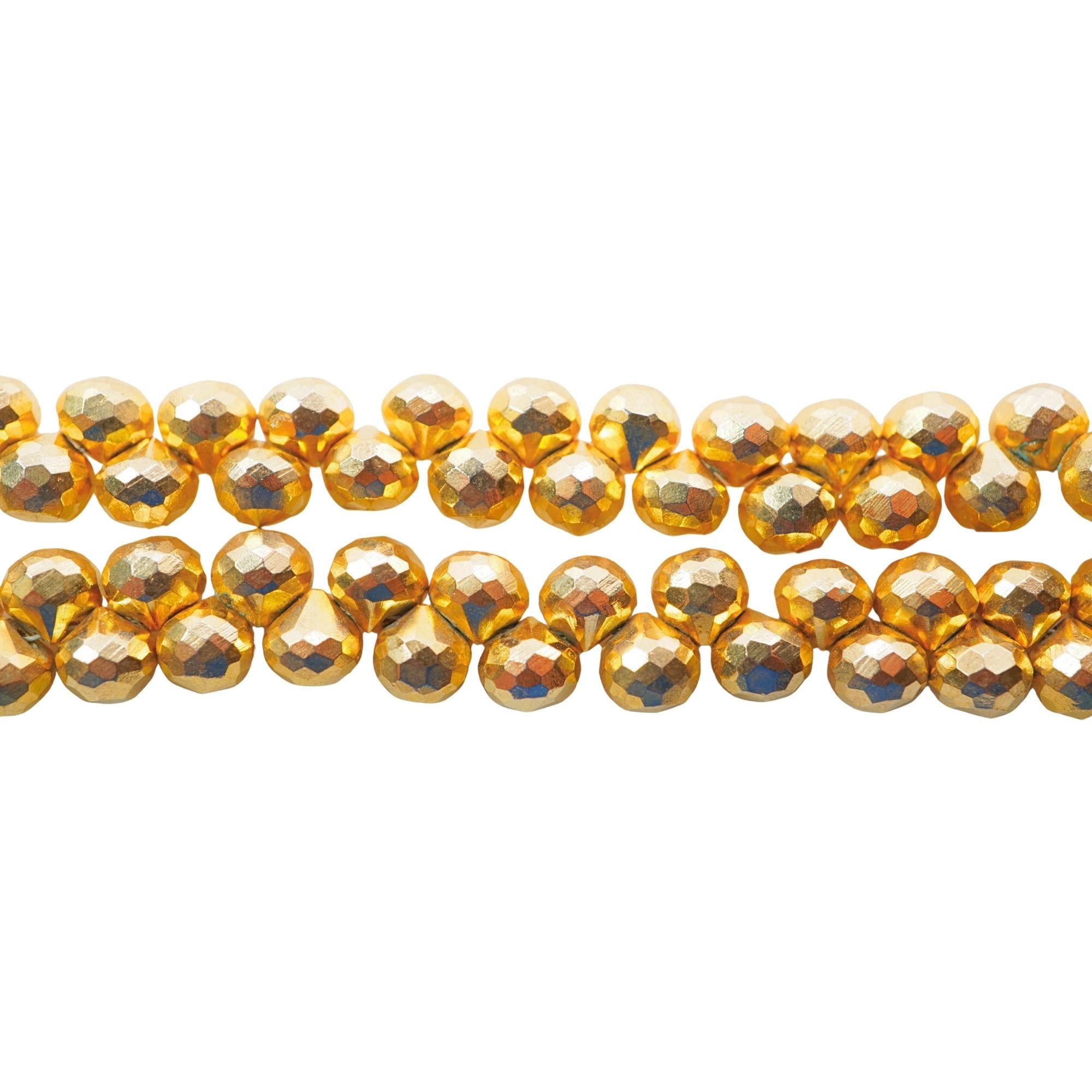 Golden Pyrite Faceted Teardrops Shape Gemstone Strand Beads