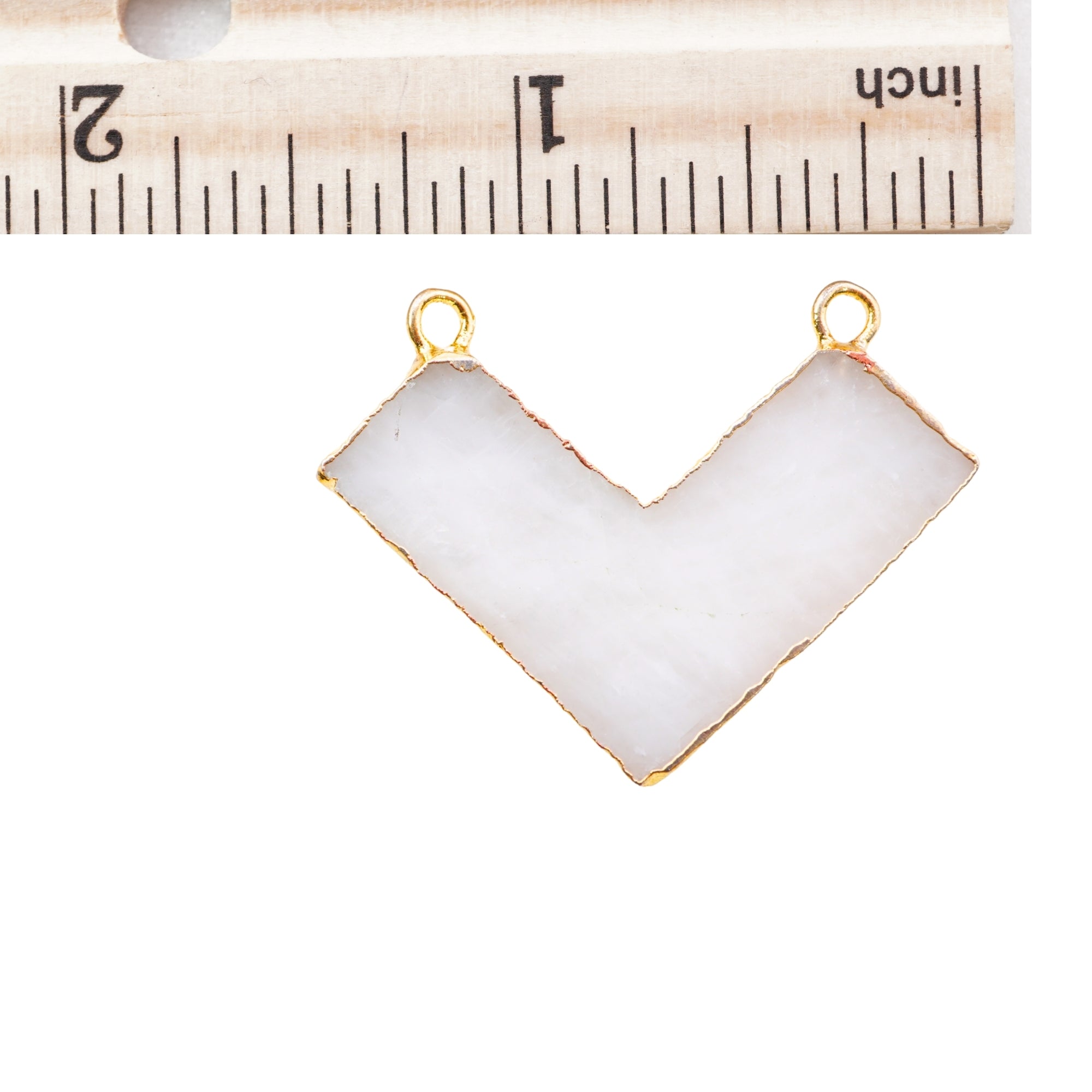 White Agate Chevron Shape Gemstone Gold Electroplated Charm Connector