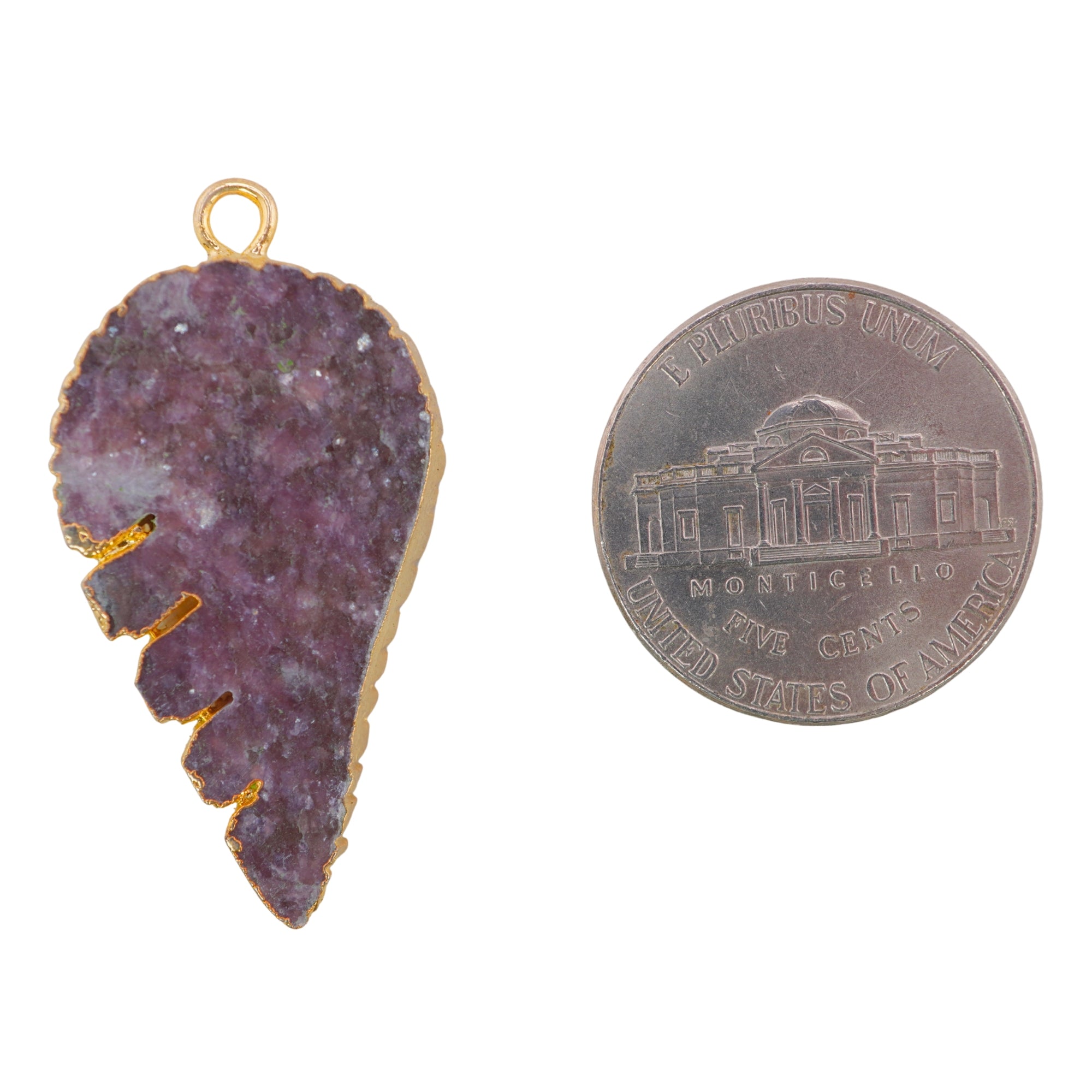 Lepidolite Angel Wing Shape Gemstone Gold Electroplated Charm Pendant For Jewelry Making