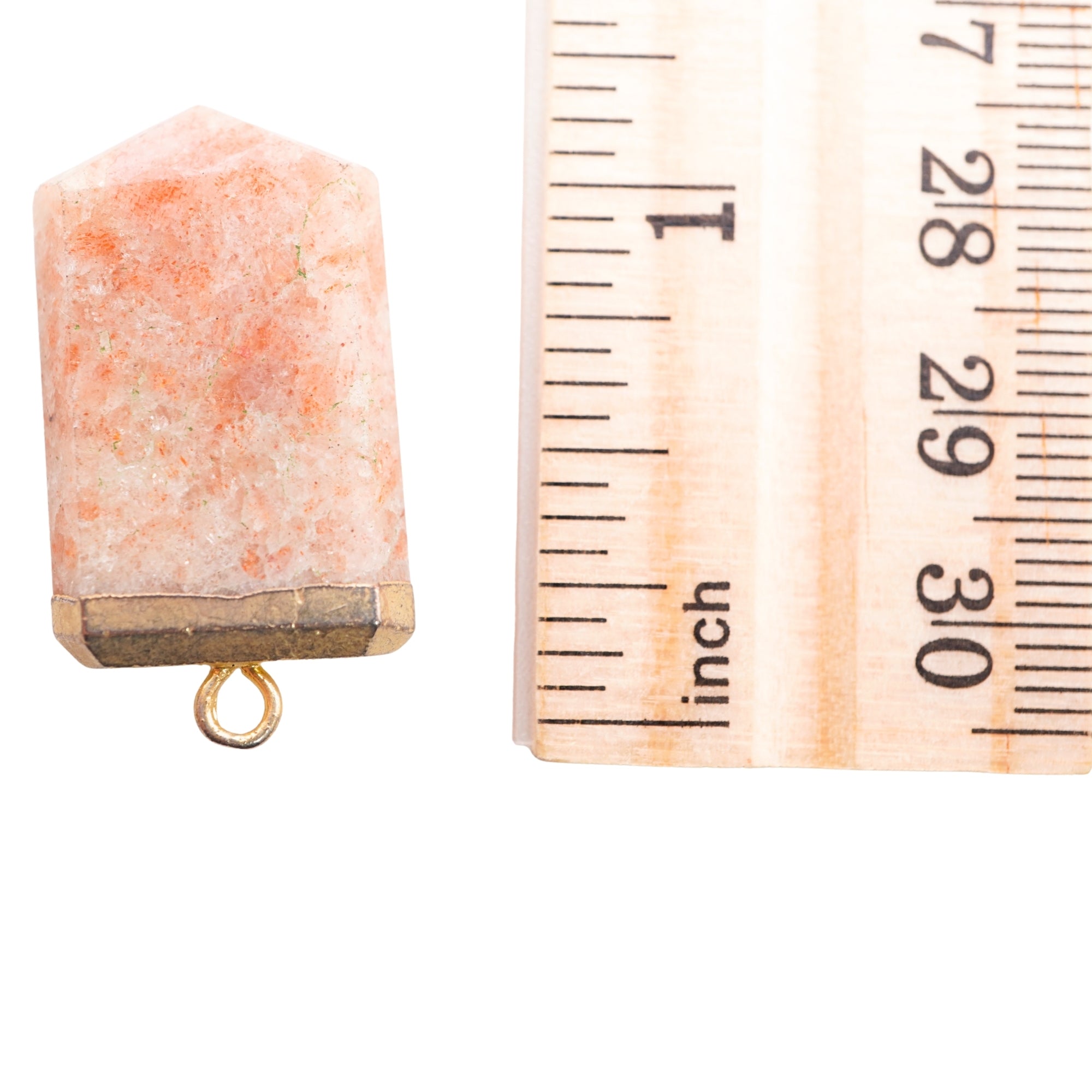 Sunstone Small Flat Pencil Shape Gemstone Gold Electroplated Charm Pendant