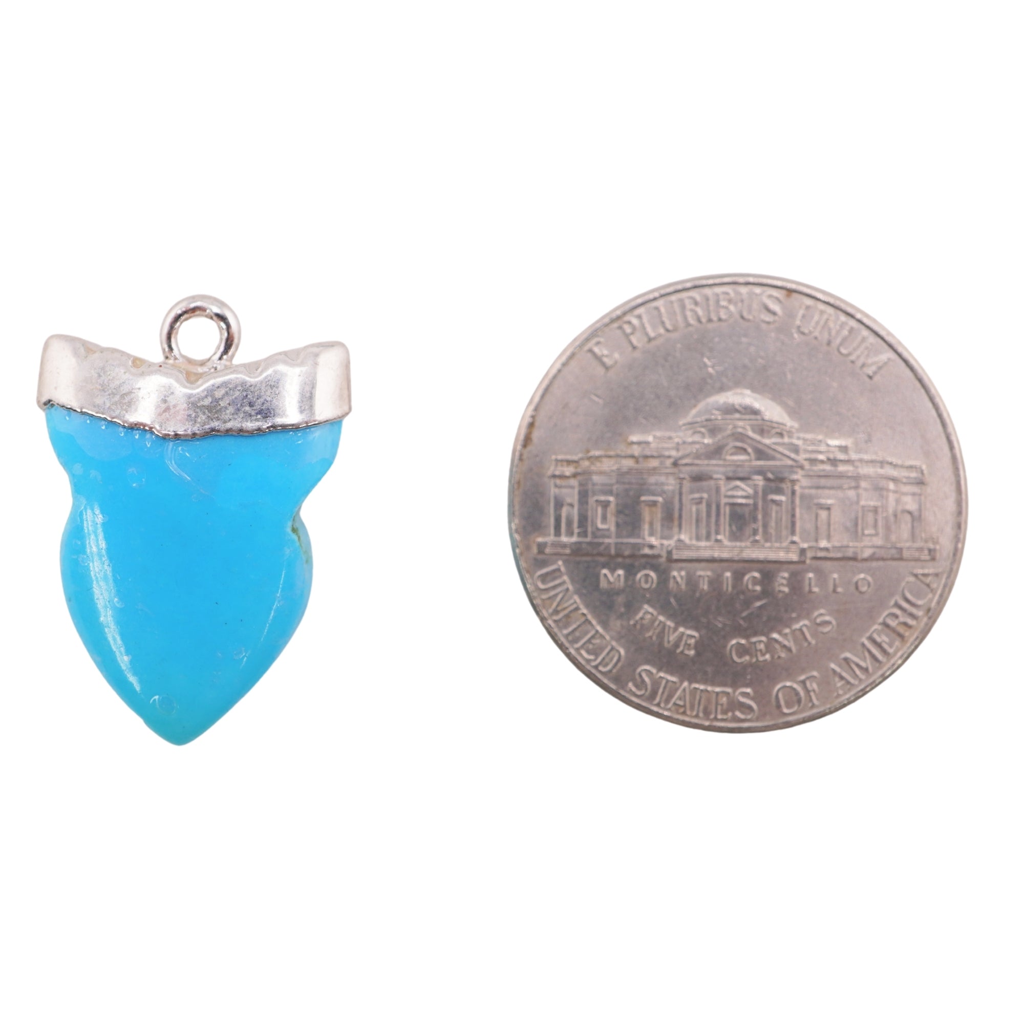 Blue Howlite Shark Tooth Shape Gemstone Silver Electroplated Charm Pendant