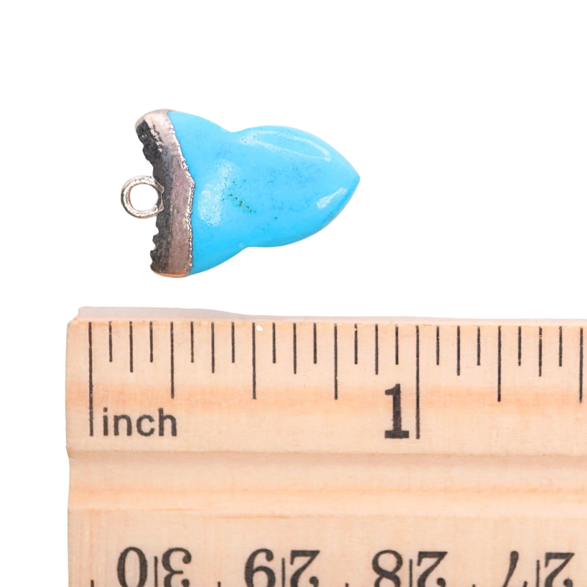 Blue Howlite Shark Tooth Shape Gemstone Silver Electroplated Charm Pendant