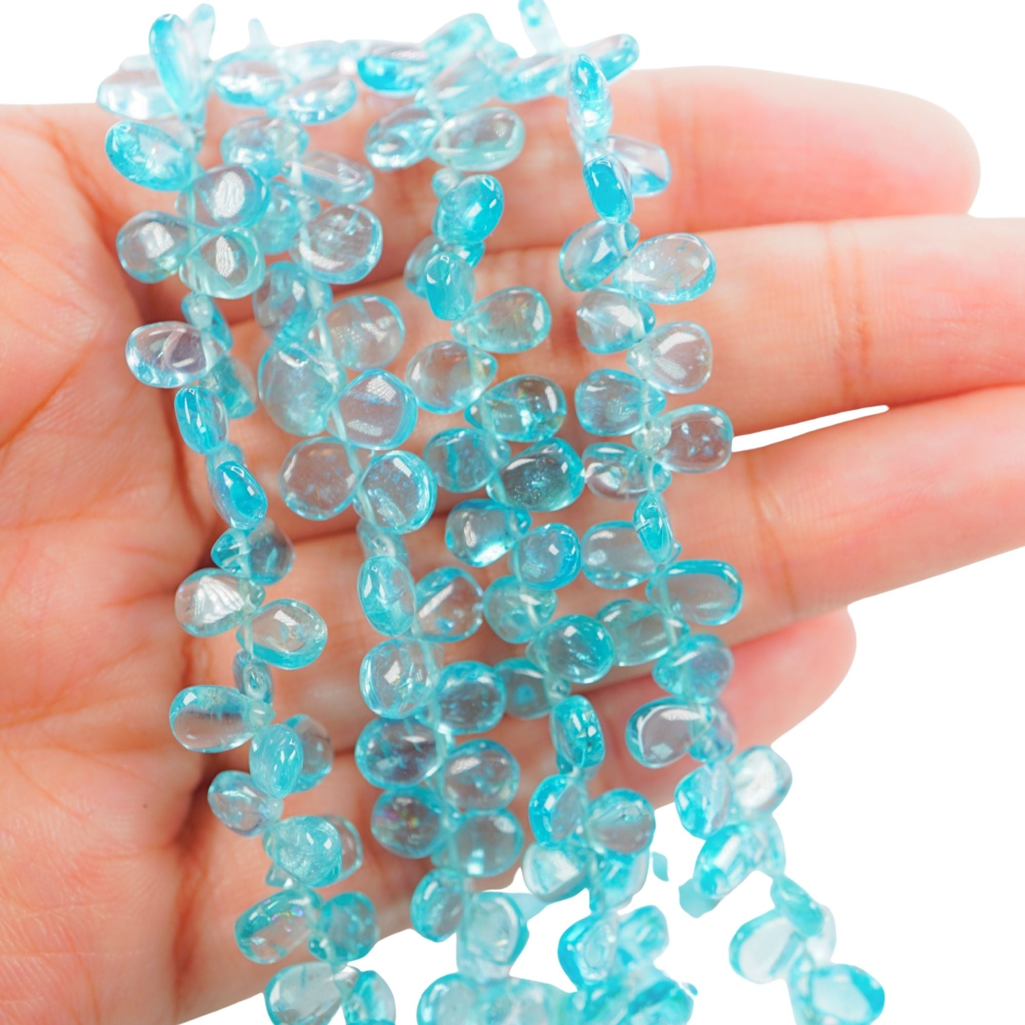 Blue Apatite Faceted Pear Shape Gemstone Strand Beads