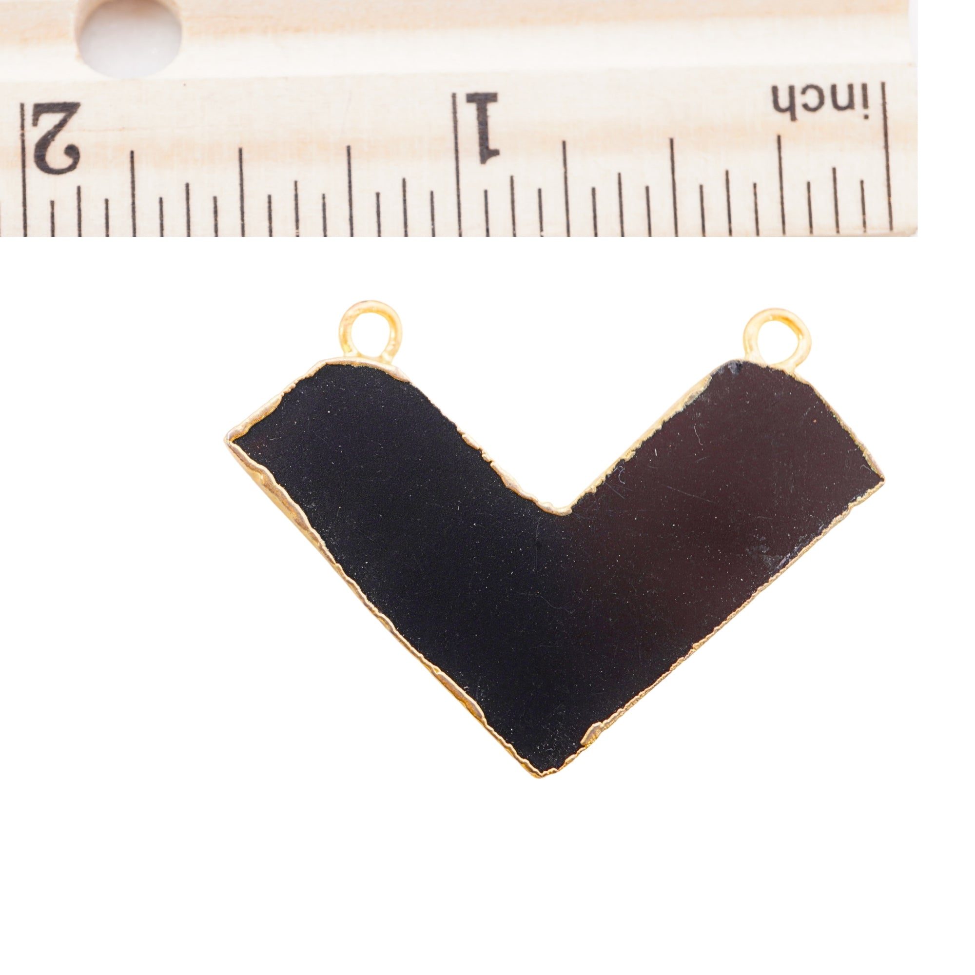 Black Banded Agate Chalcedony Chevron Gemstone Gold Electroplated Charm Pendant