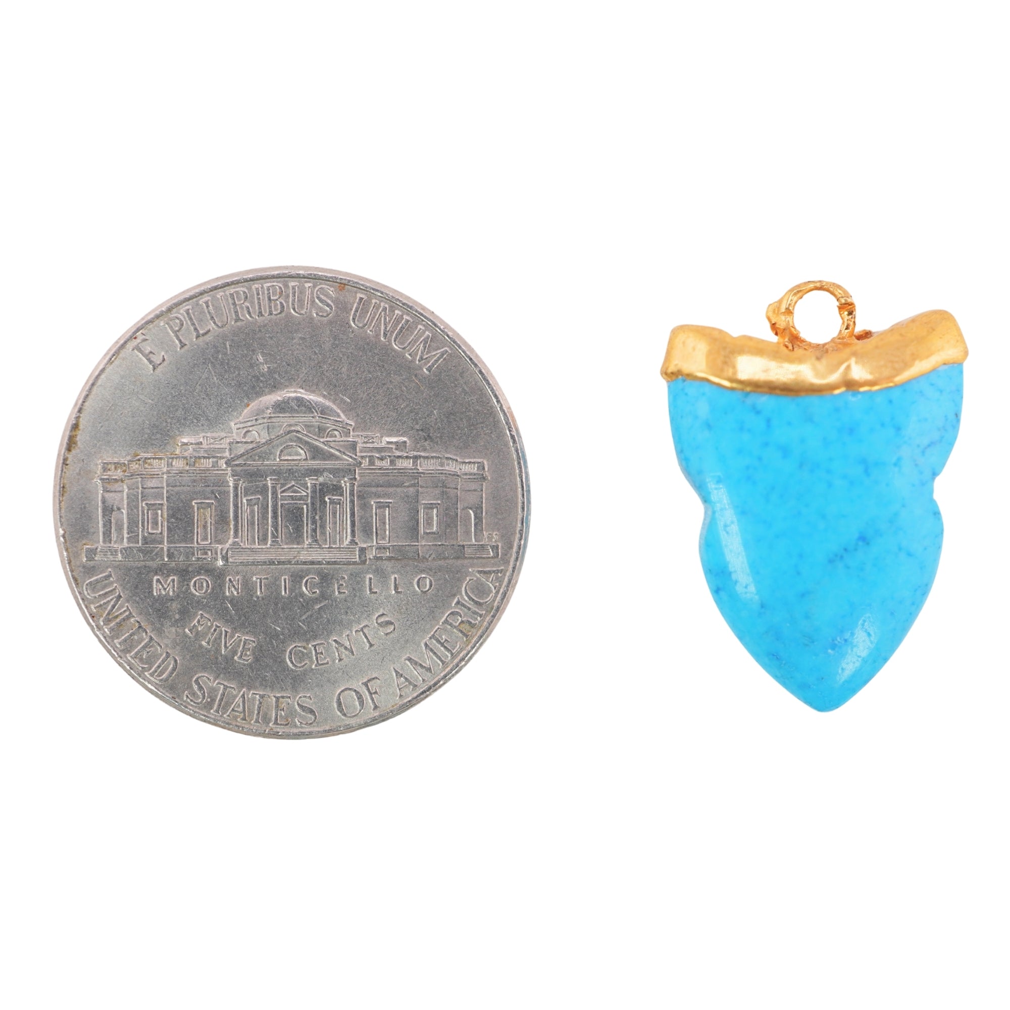 Blue Howlite Shark Tooth Shape Gemstone Gold Electroplated Charm Pendant