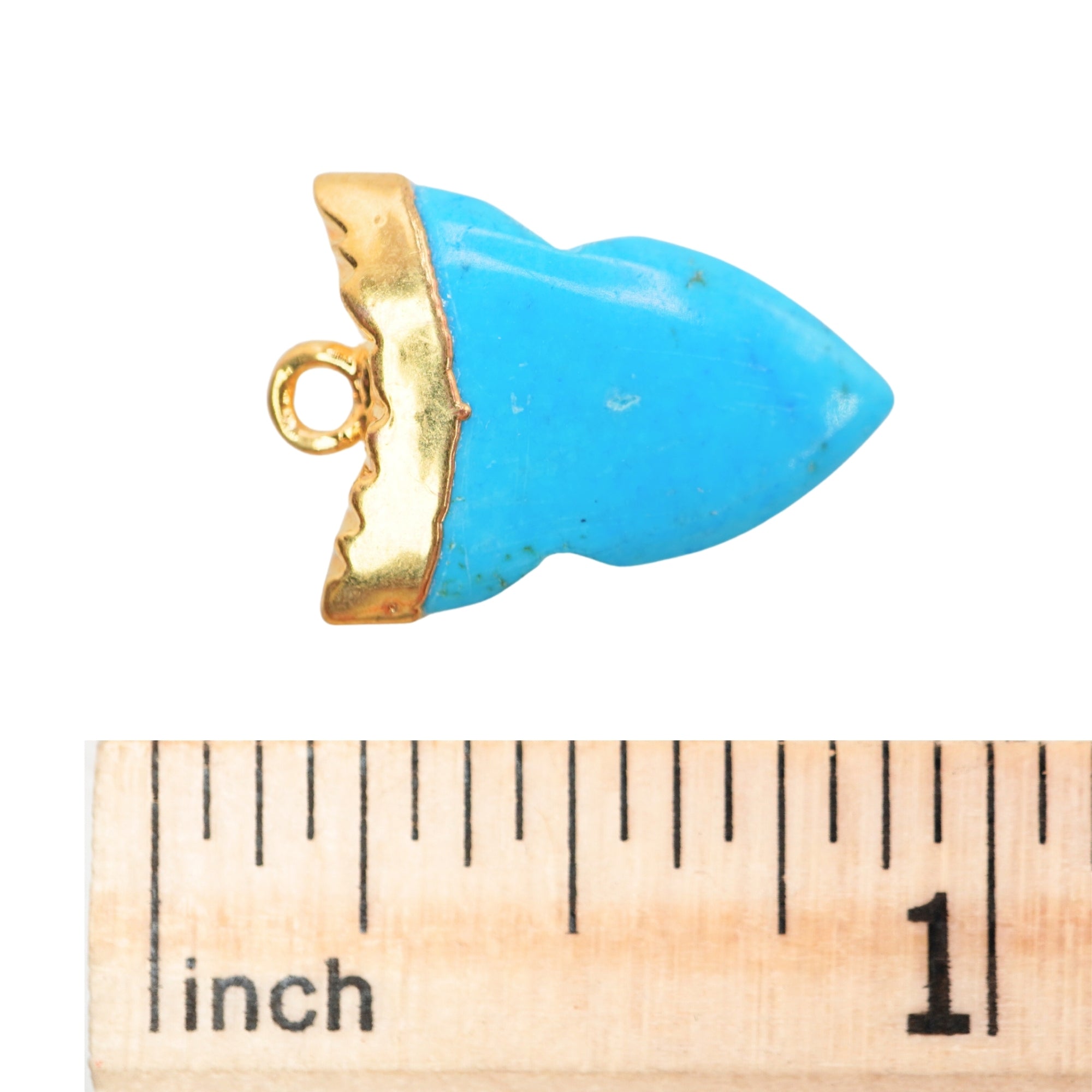 Blue Howlite Shark Tooth Shape Gemstone Gold Electroplated Charm Pendant