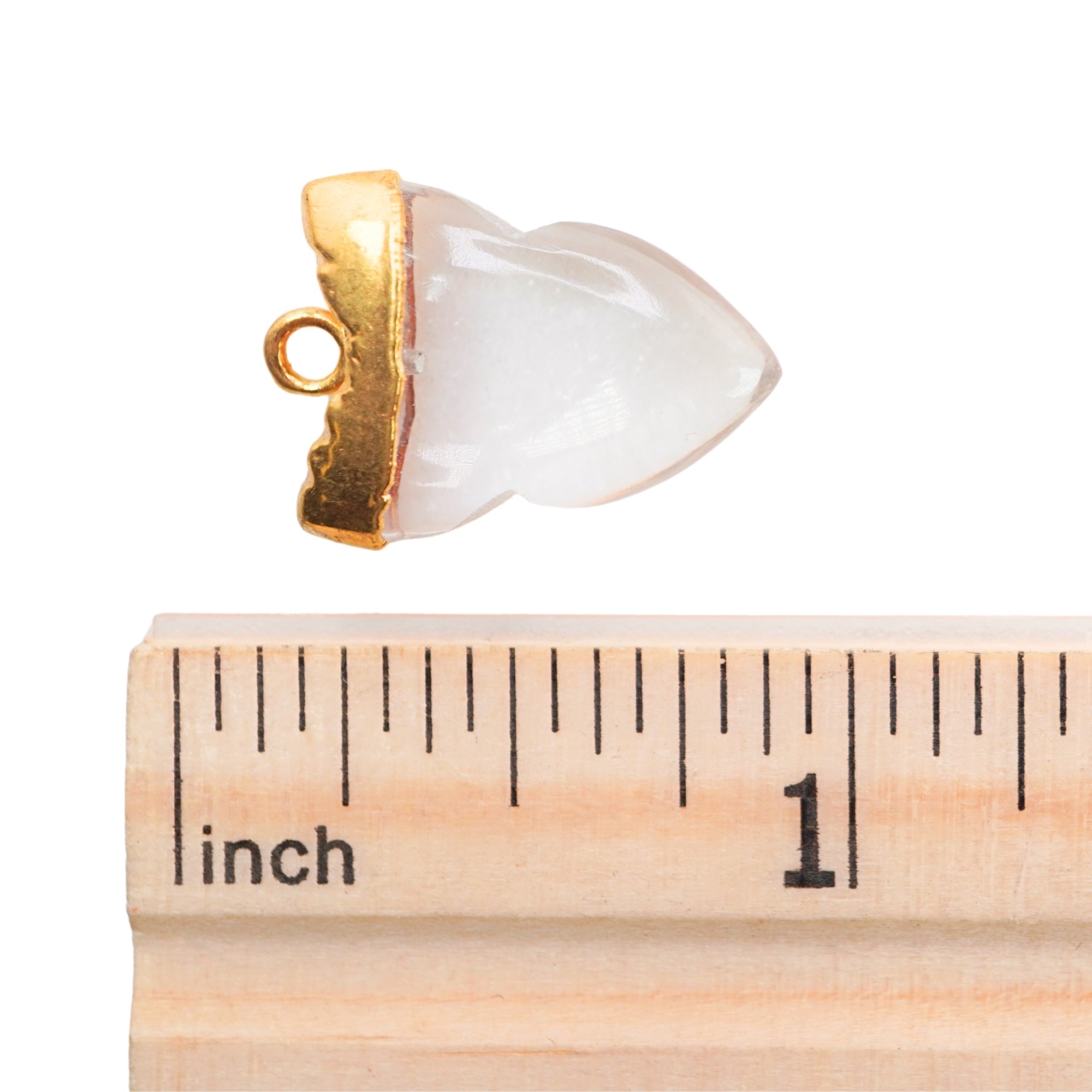 Crystal Quartz Shark Tooth Shape Gemstone Gold Electroplated Charm Pendant