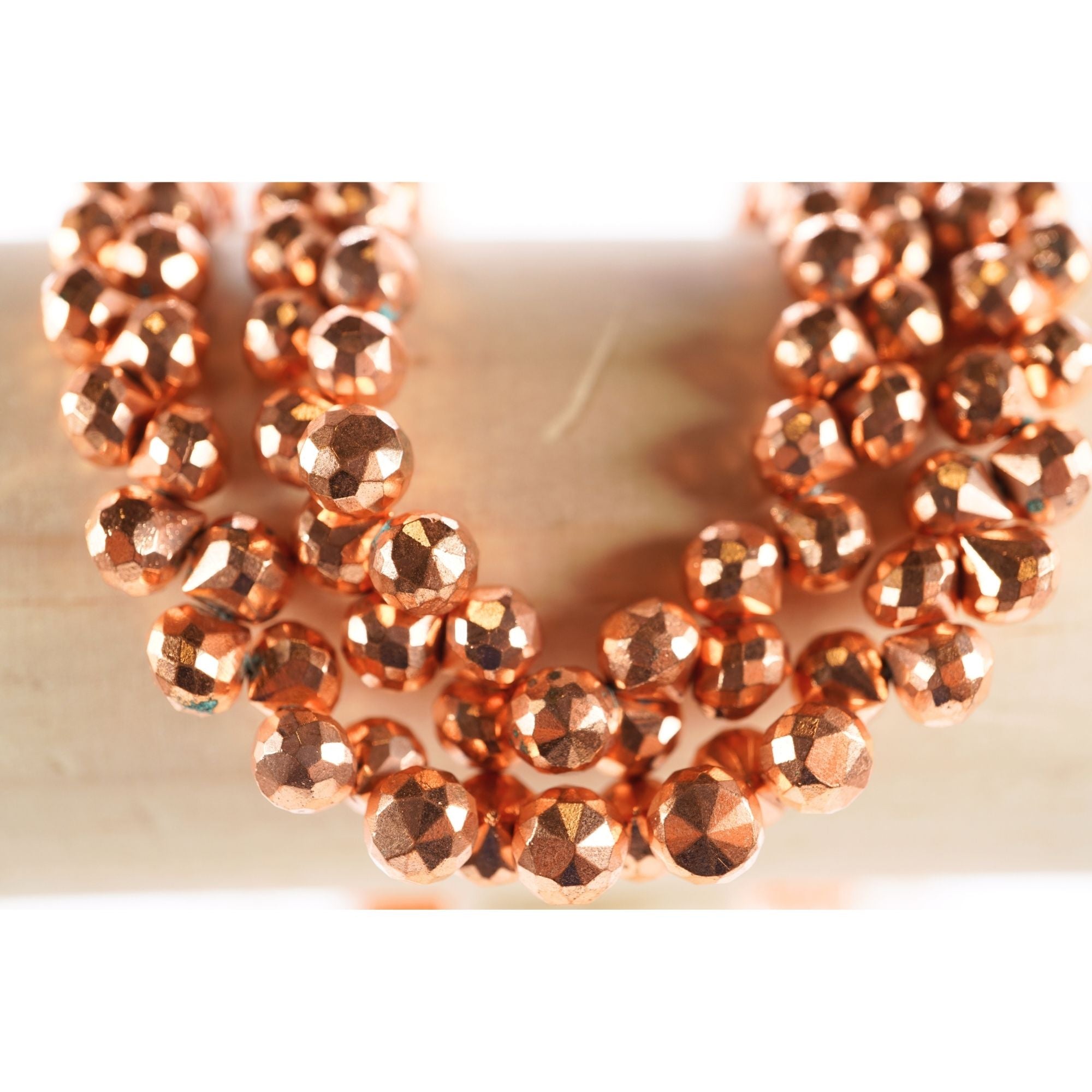 Copper Coated Pyrite 5 - 6 MM Faceted Teardrops Shape Gemstone Strand Beads
