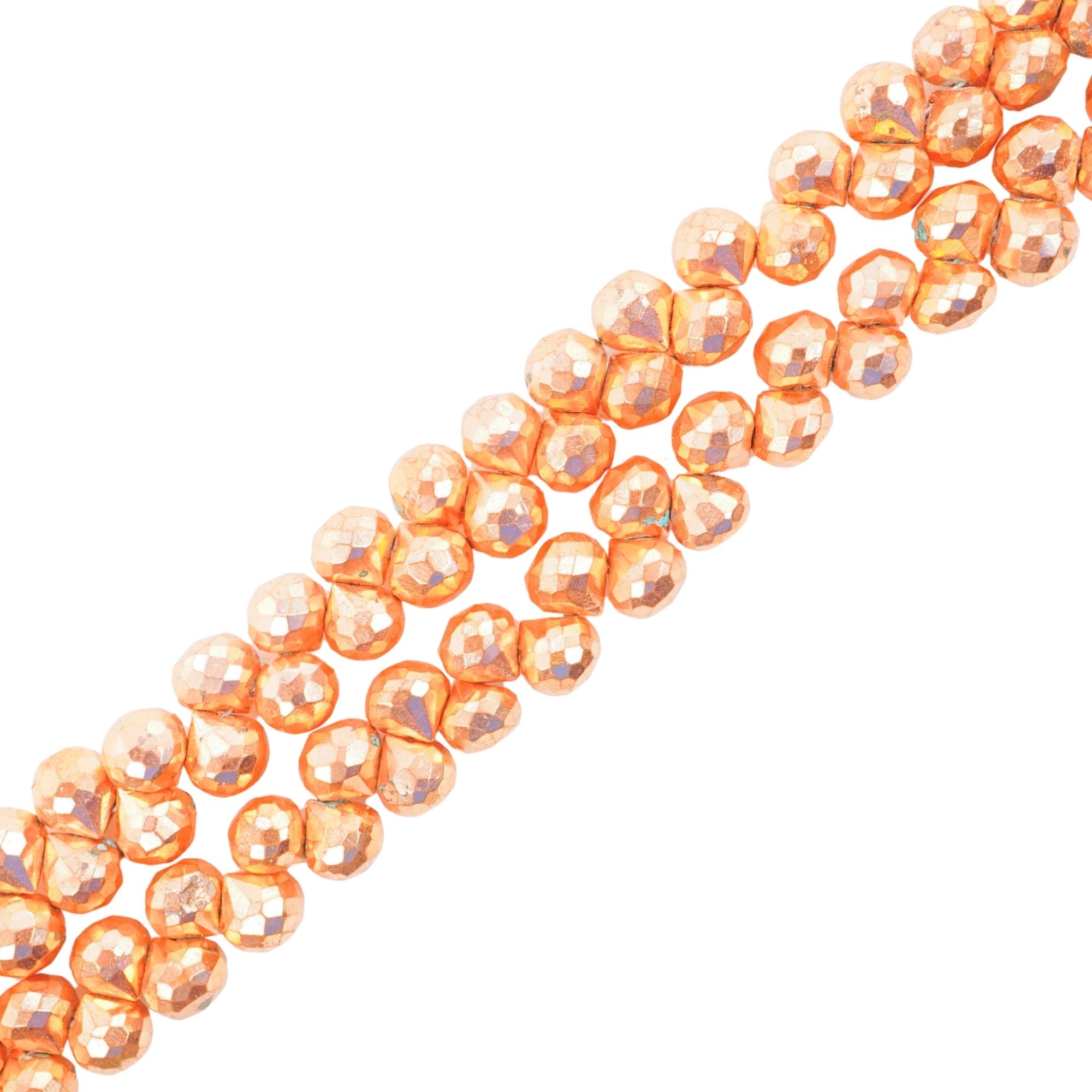 Copper Coated Pyrite 5 - 6 MM Faceted Teardrops Shape Gemstone Strand Beads