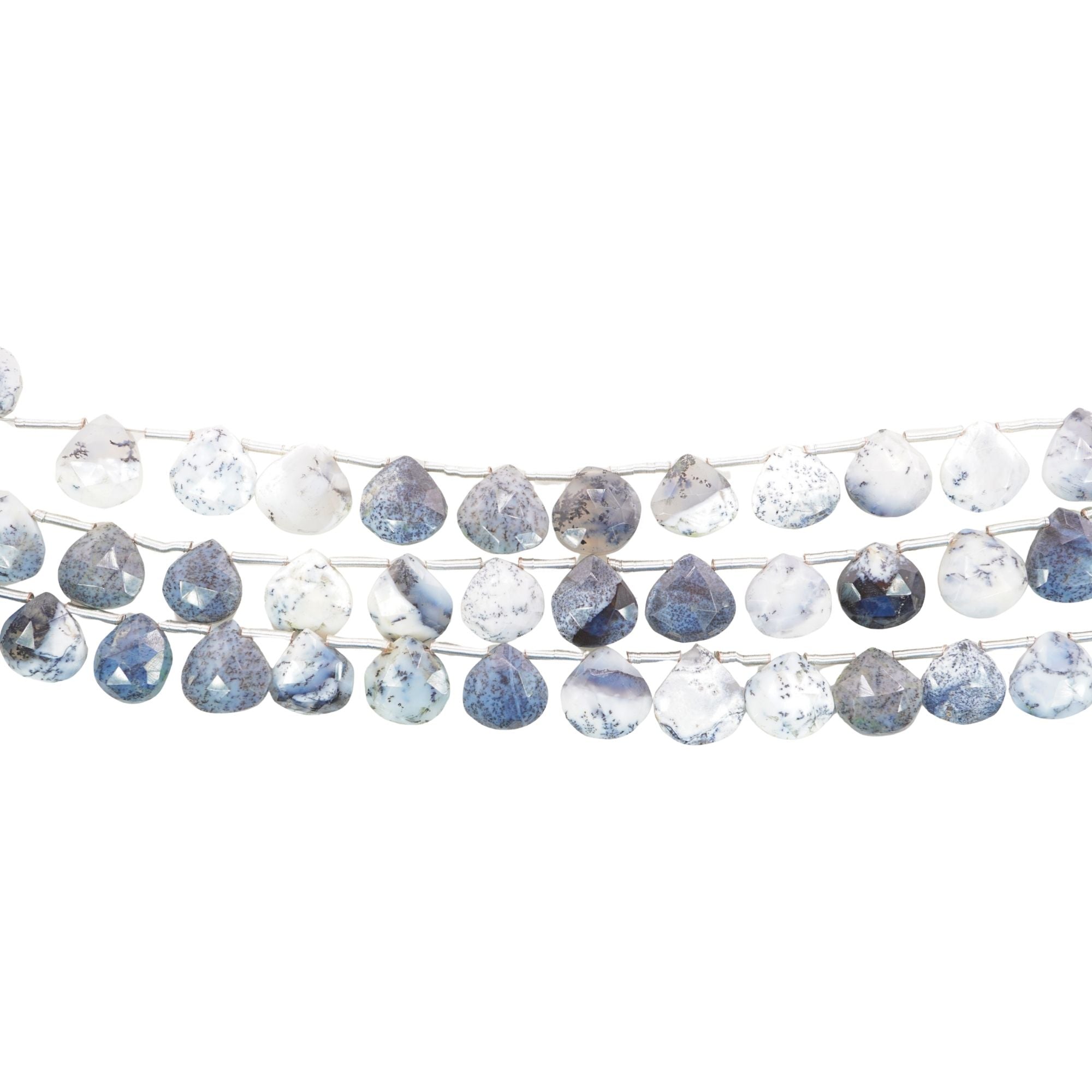 Dendrite Opal Faceted Heart Shape Gemstone Strand Beads