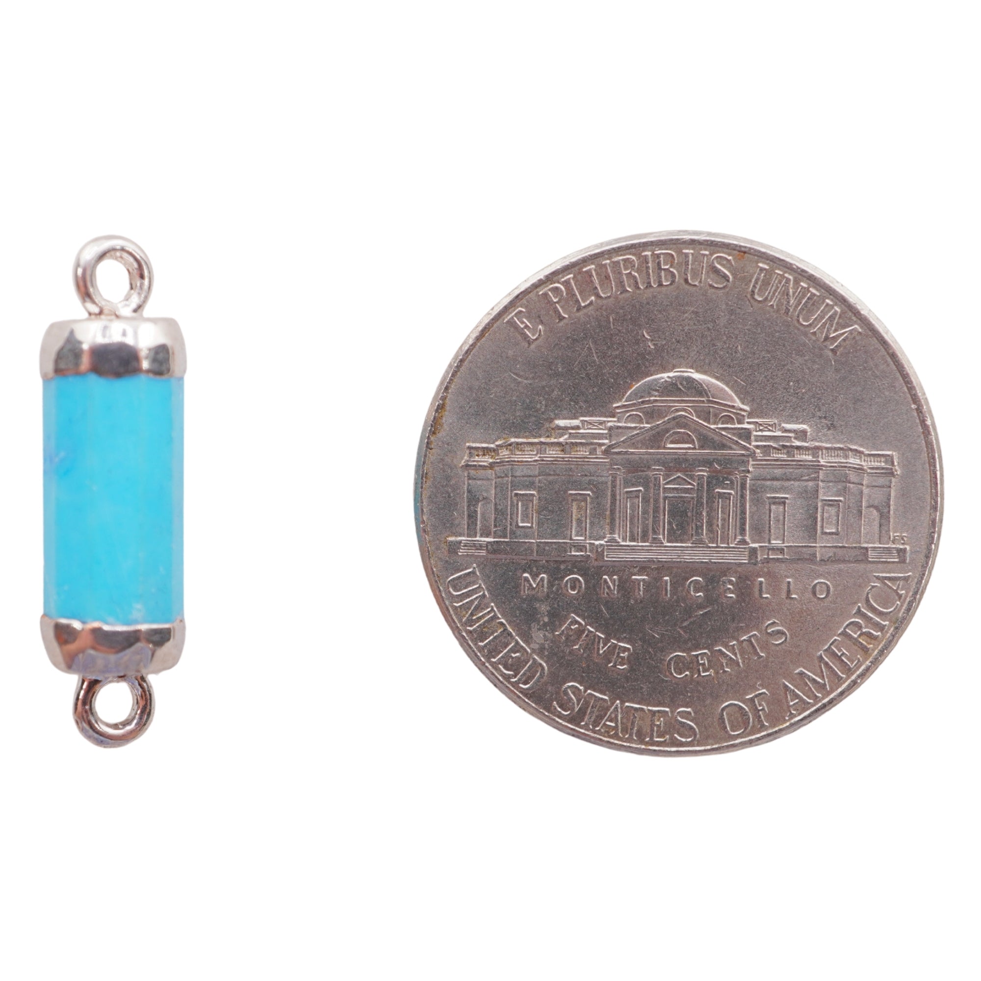 Howlite Barrel Shape Gemstone Rhodium Electroplated Charm Connector
