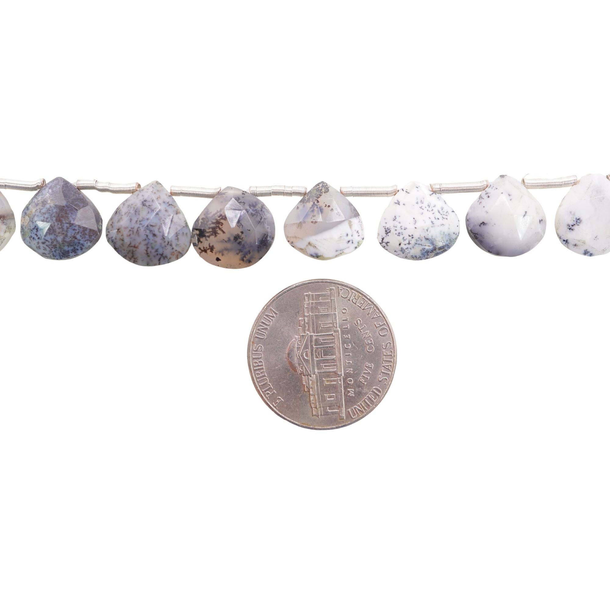 Dendrite Opal Faceted Heart Shape Gemstone Strand Beads