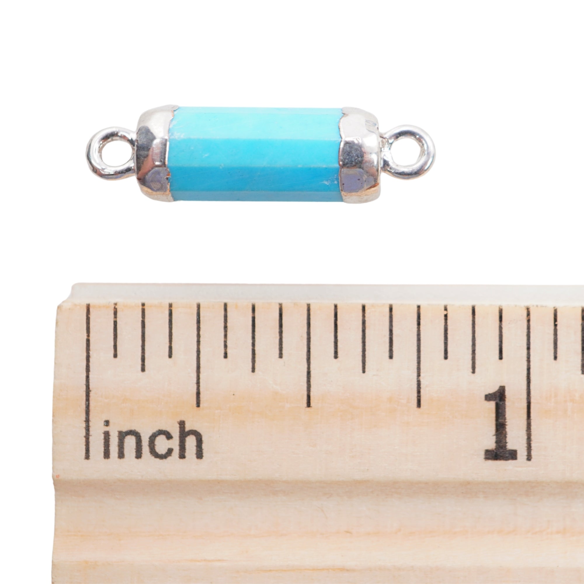 Howlite Barrel Shape Gemstone Rhodium Electroplated Charm Connector