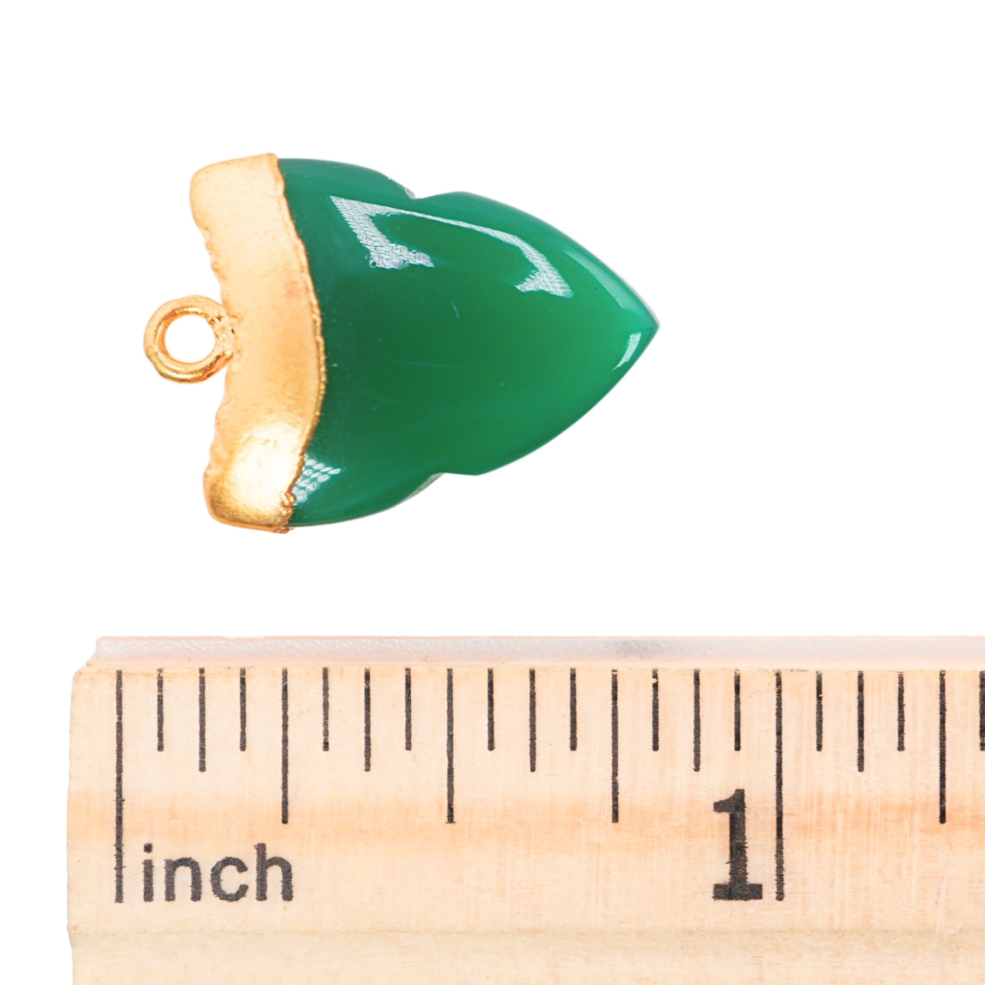 Green Onyx Shark Tooth Shape Gold Electroplated Pendant