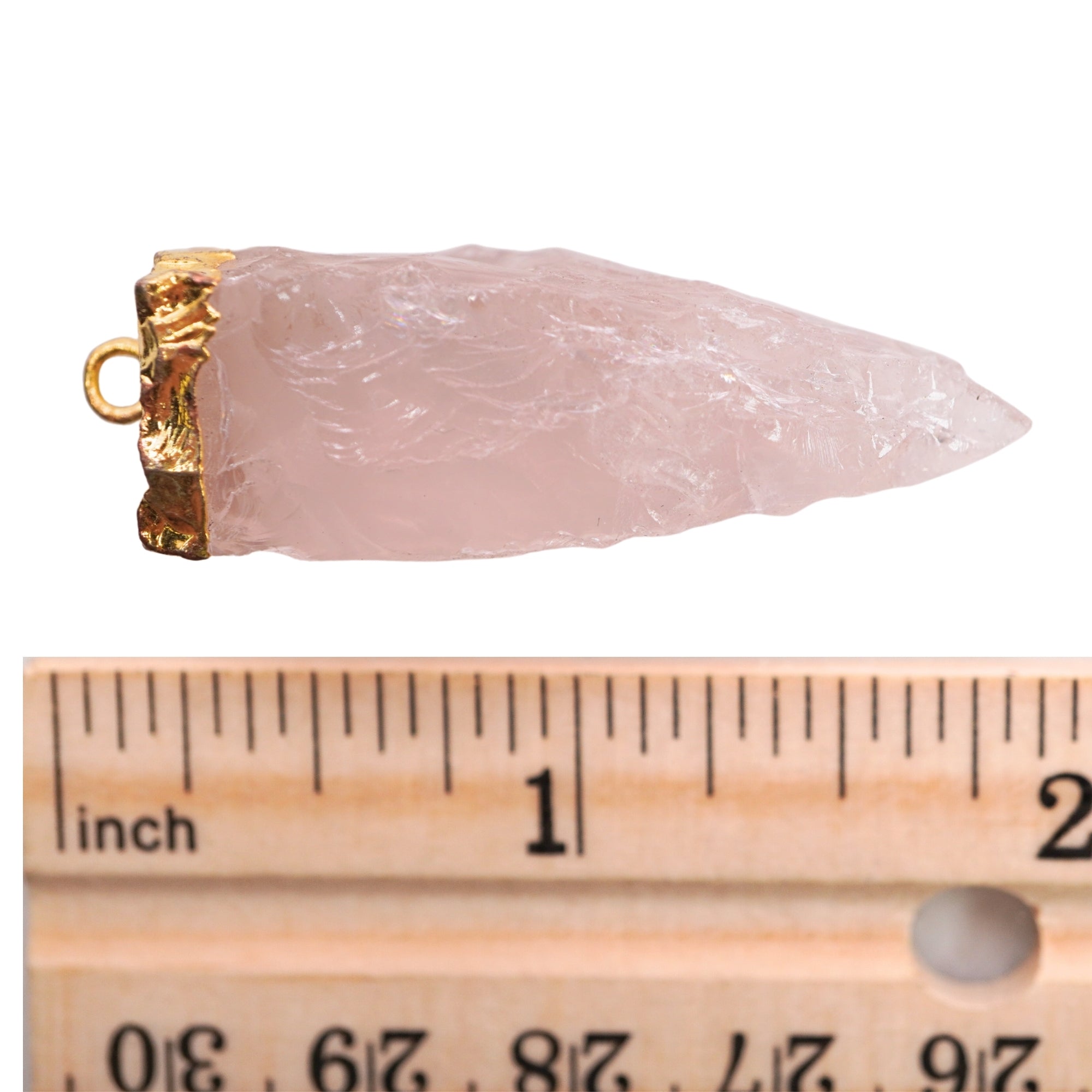 Rose Quartz Tooth Shape Gemstone Gold Electroplated Charm Pendant For Jewelry Making