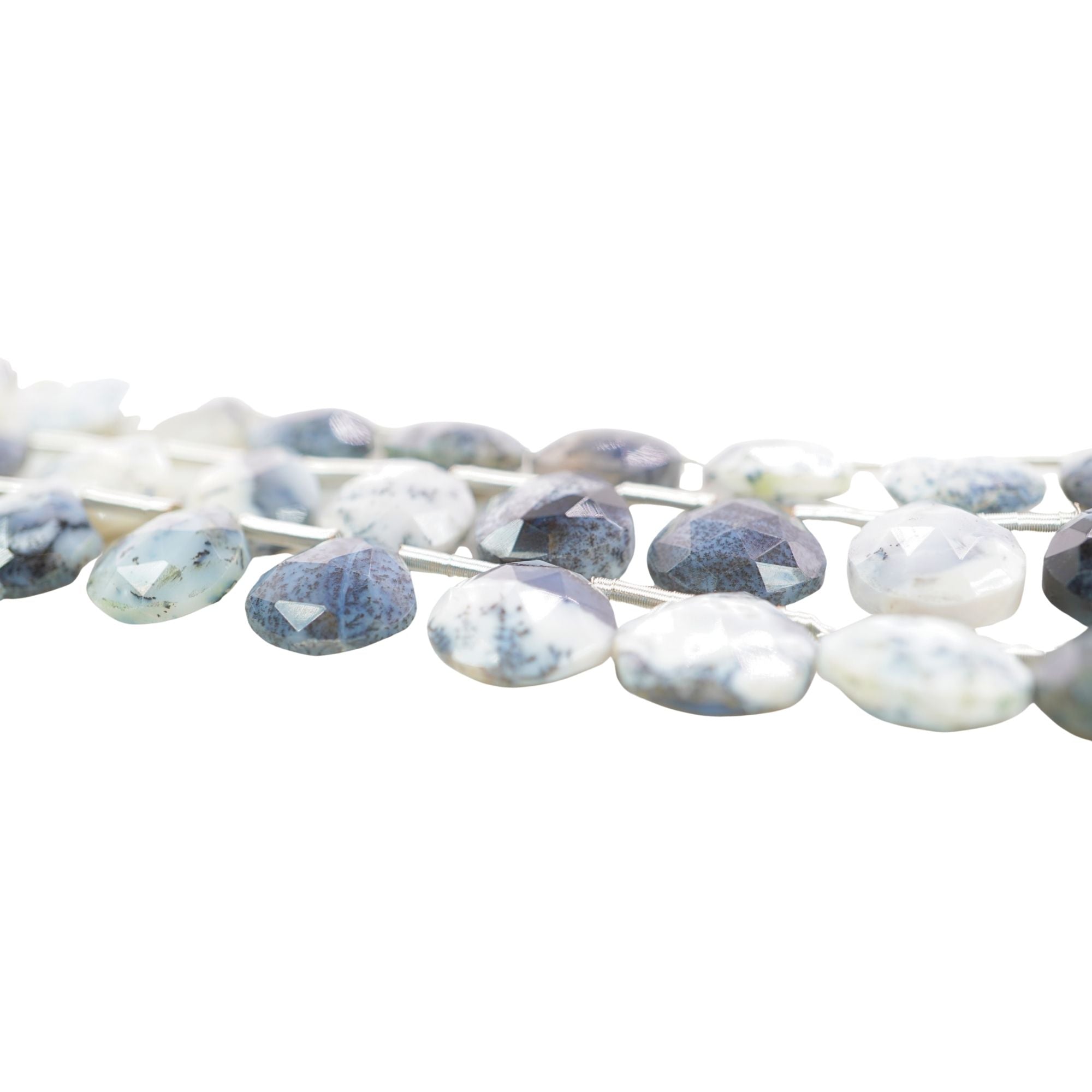 Dendrite Opal Faceted Heart Shape Gemstone Strand Beads