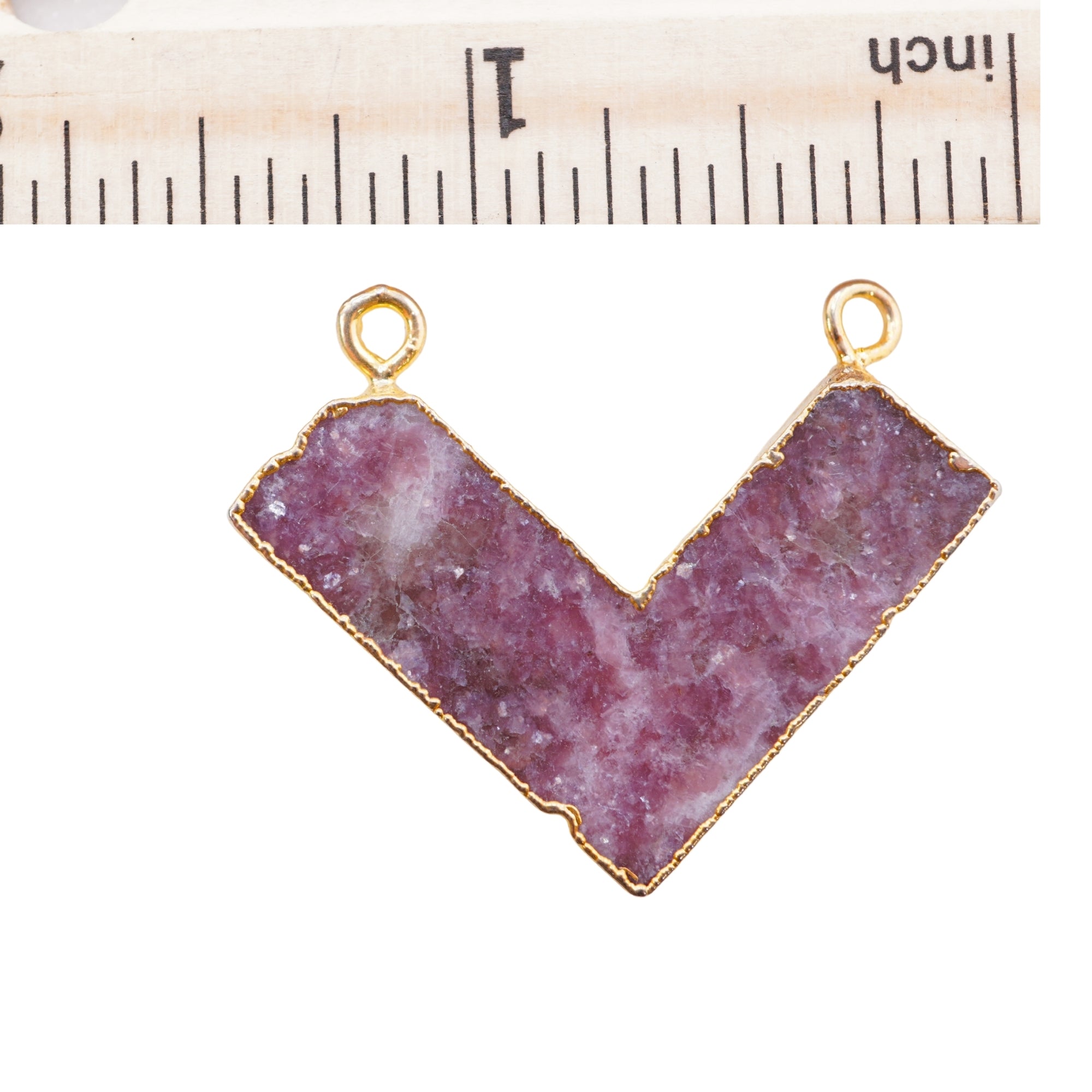 Lepidolite Chevron Shape Gemstone Gold Electroplated Charm Pendant
