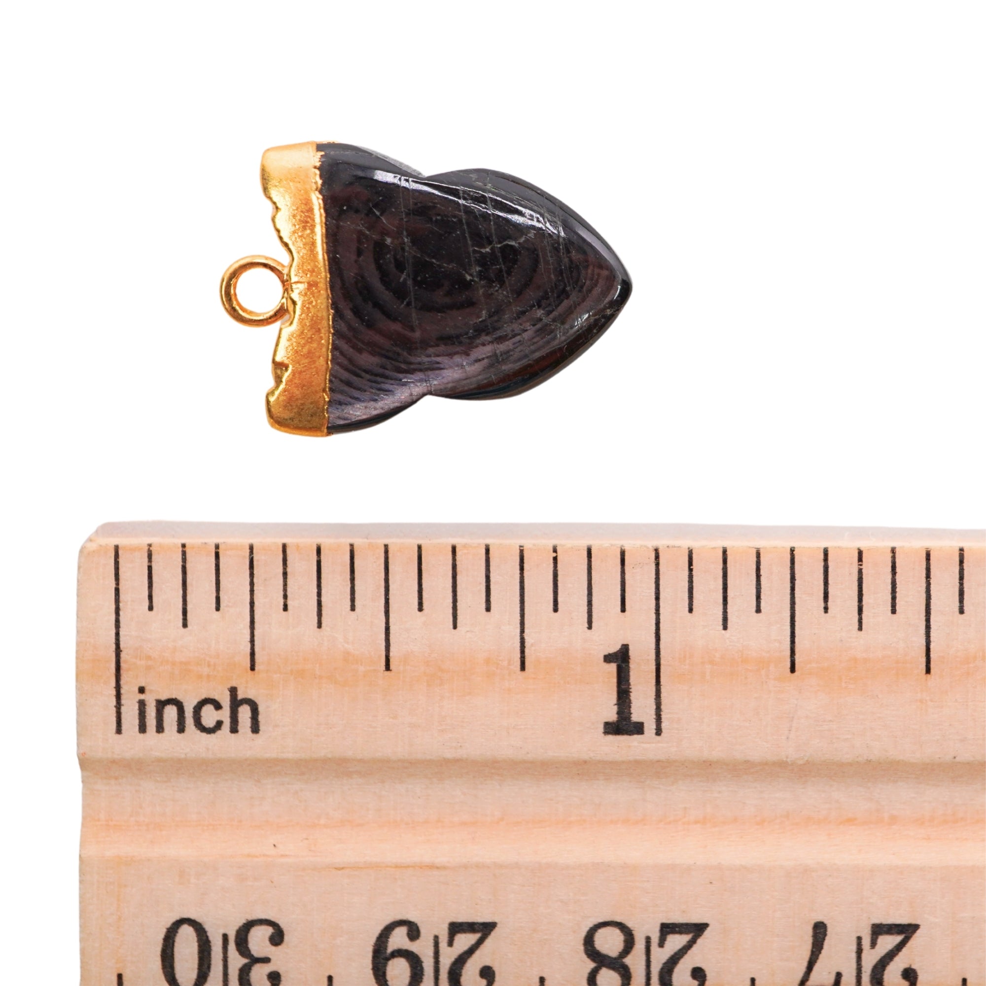 Hypersthene Shark Tooth Gemstone Gold Electroplated Charm Pendant