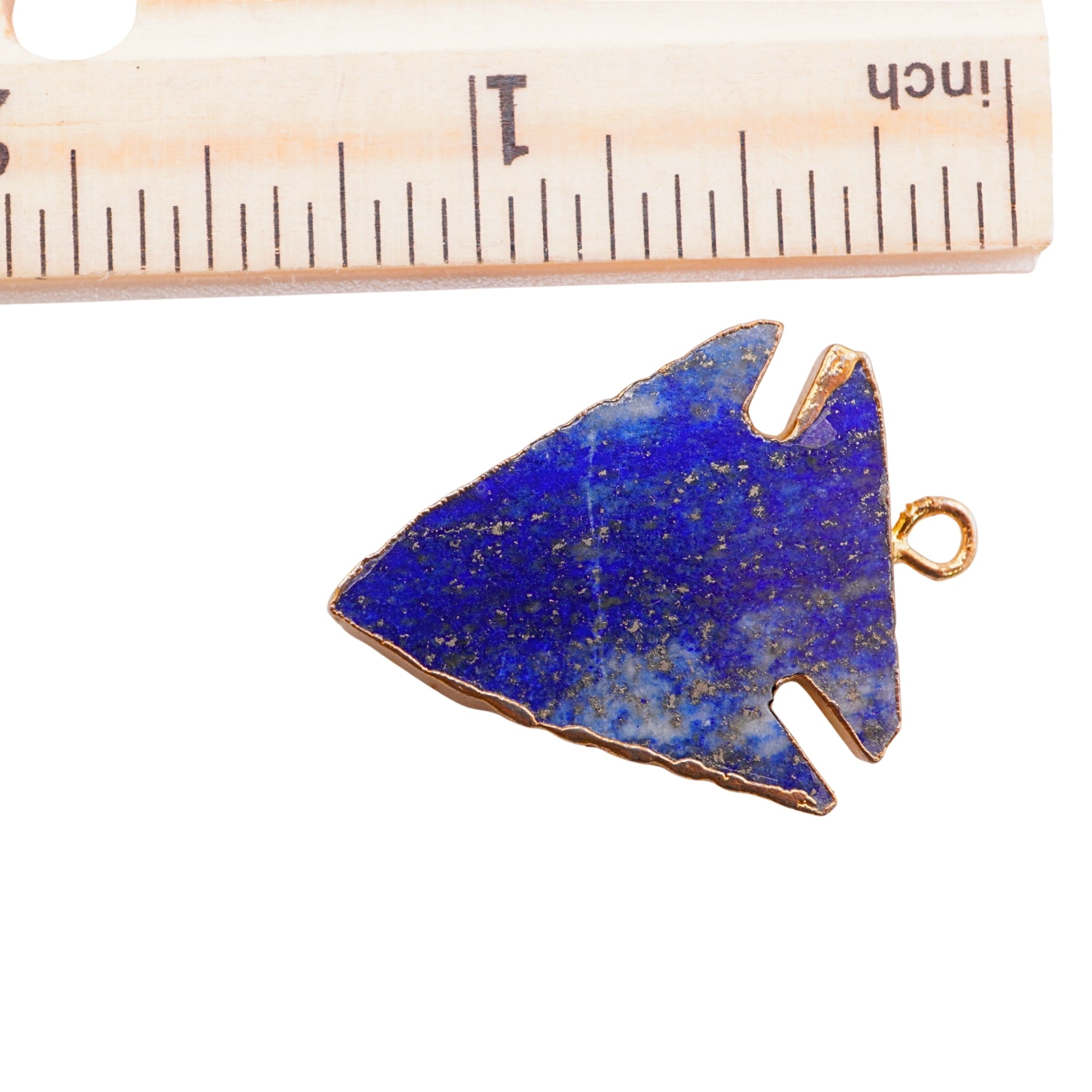 Lapis Lazuli Arrowhead Shape Gemstone Gold Electroplated Charm Pendant