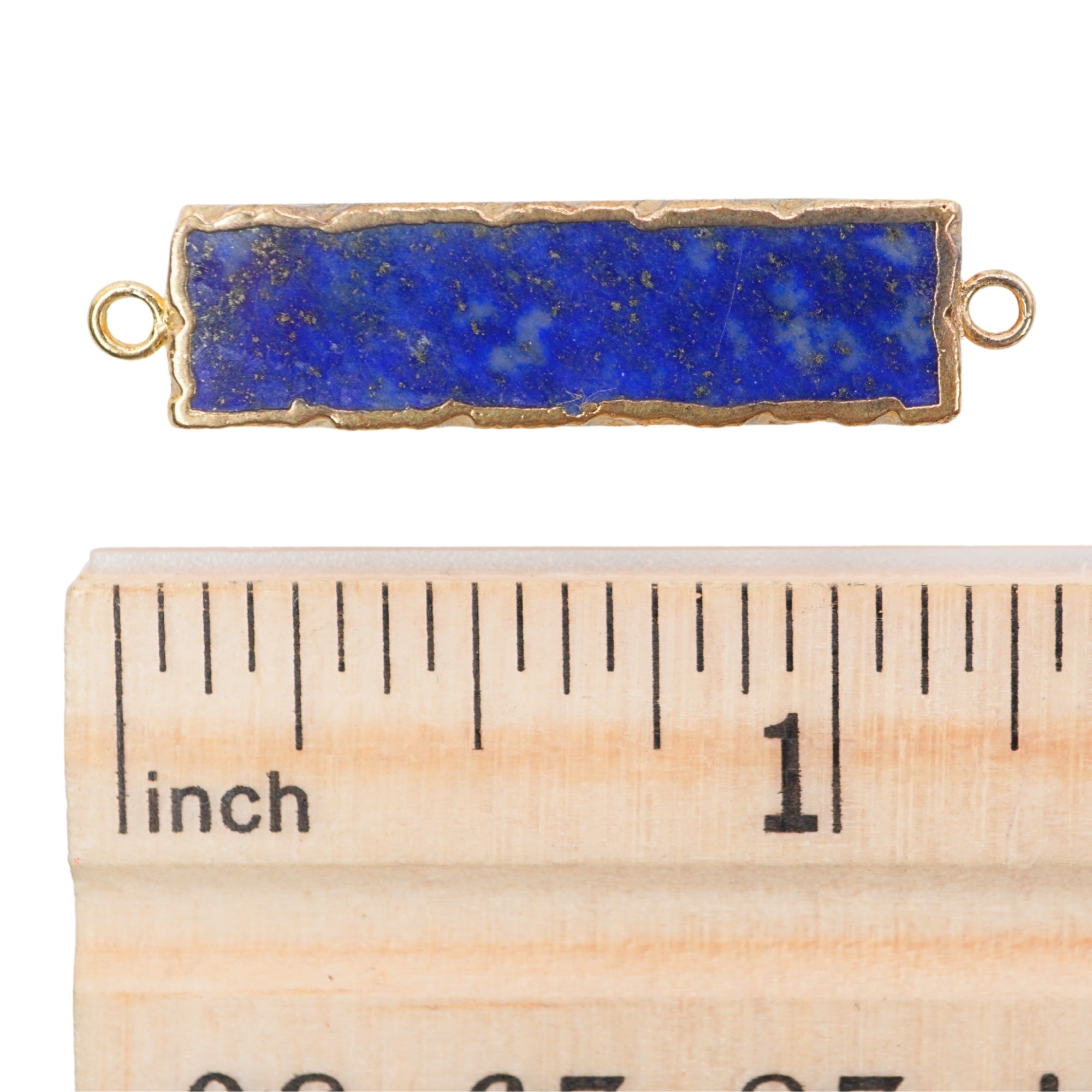 Lapis Lazuli Smooth Rectangle Shape Gemstone Gold Electroplated Charm Connector
