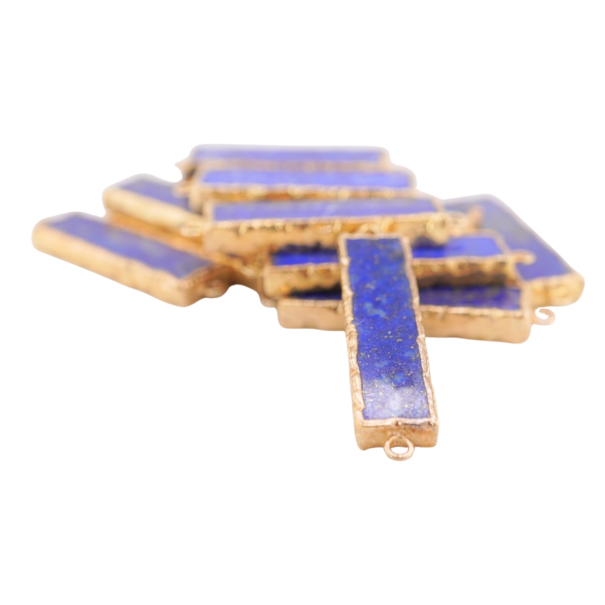 Lapis Lazuli Smooth Rectangle Shape Gemstone Gold Electroplated Charm Connector
