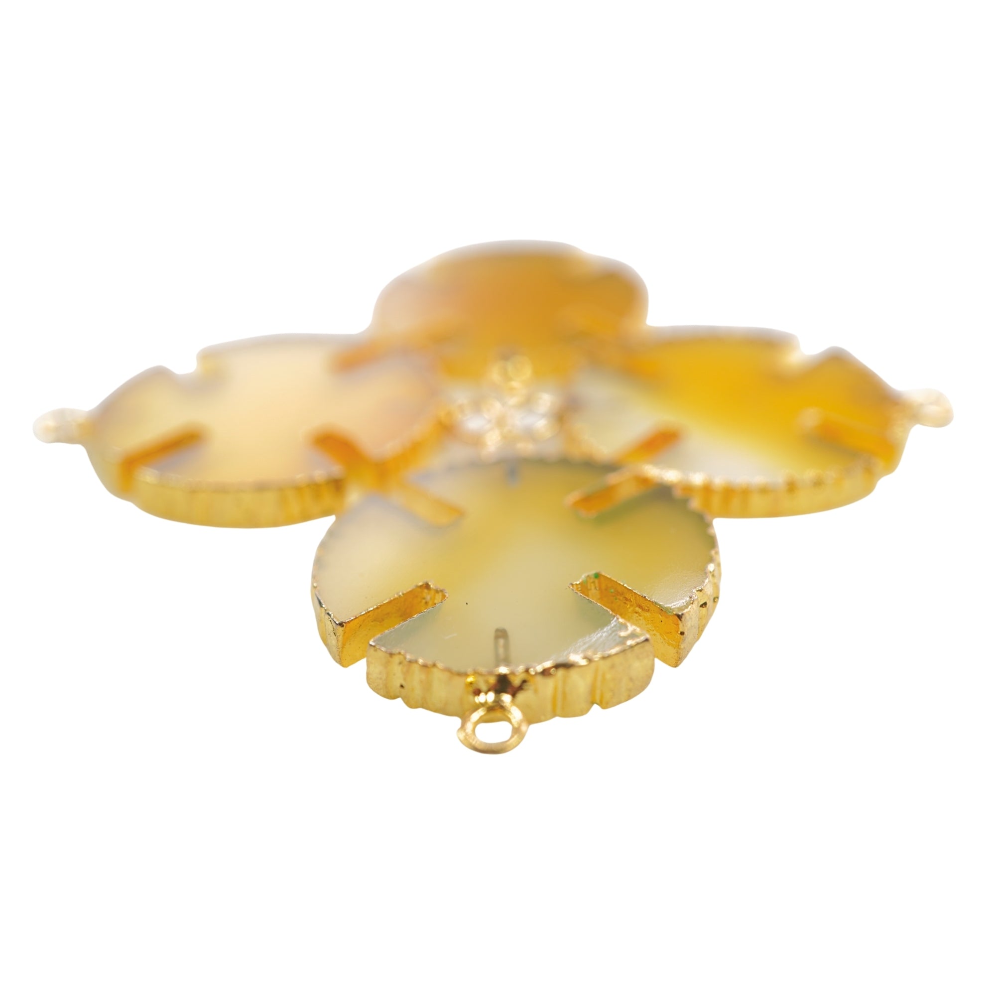 Yellow Chalcedony Viking Cross Gemstone Gold Electroplated Charm Pendant