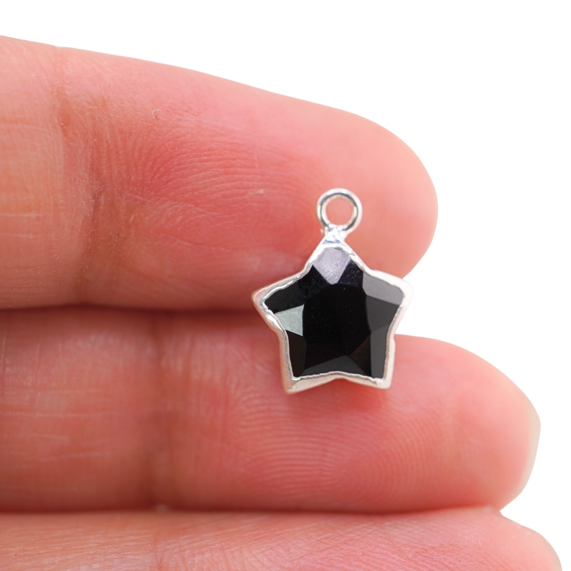 Black Onyx Star Shape Silver Electroplated Pendant