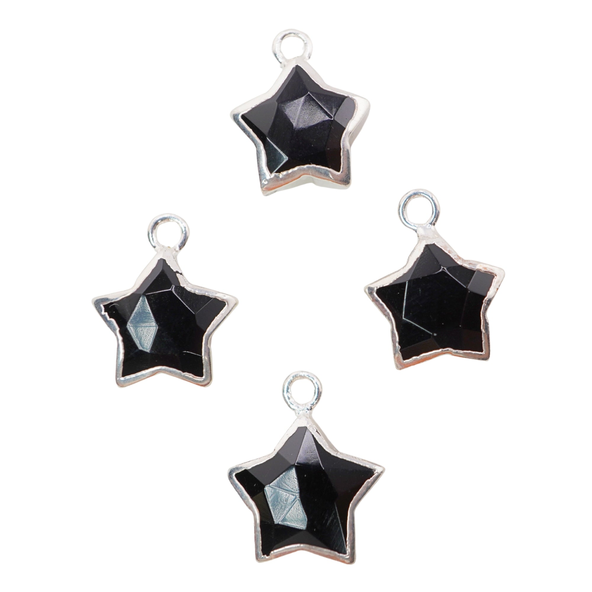 Black Onyx Star Shape Silver Electroplated Pendant