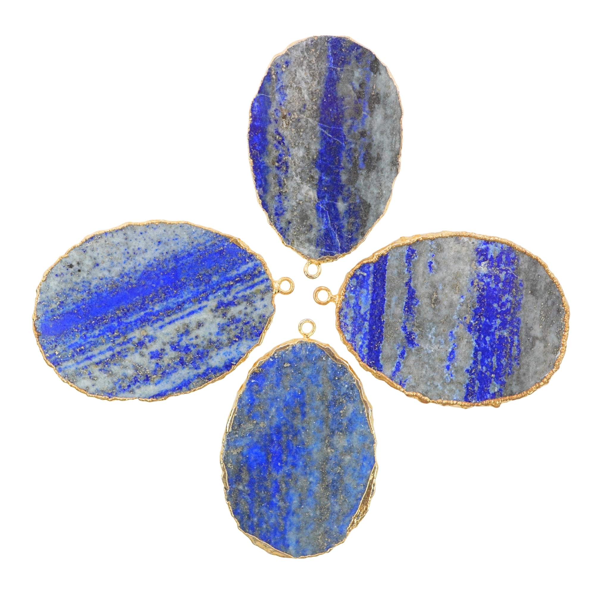 Lapis Lazuli Oval Shape Gemstone Gold Electroplated Charm Pendant