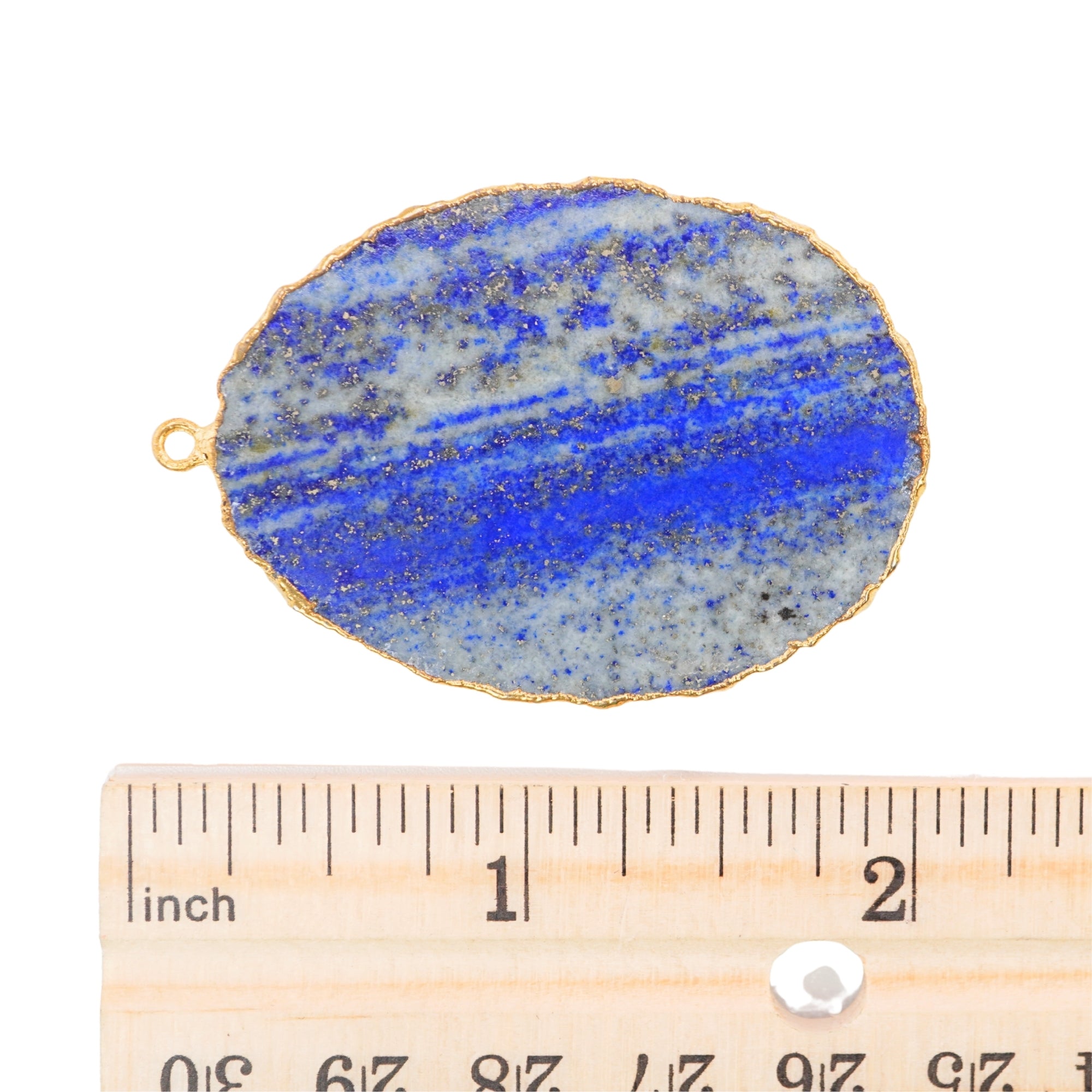 Lapis Lazuli Oval Shape Gemstone Gold Electroplated Charm Pendant