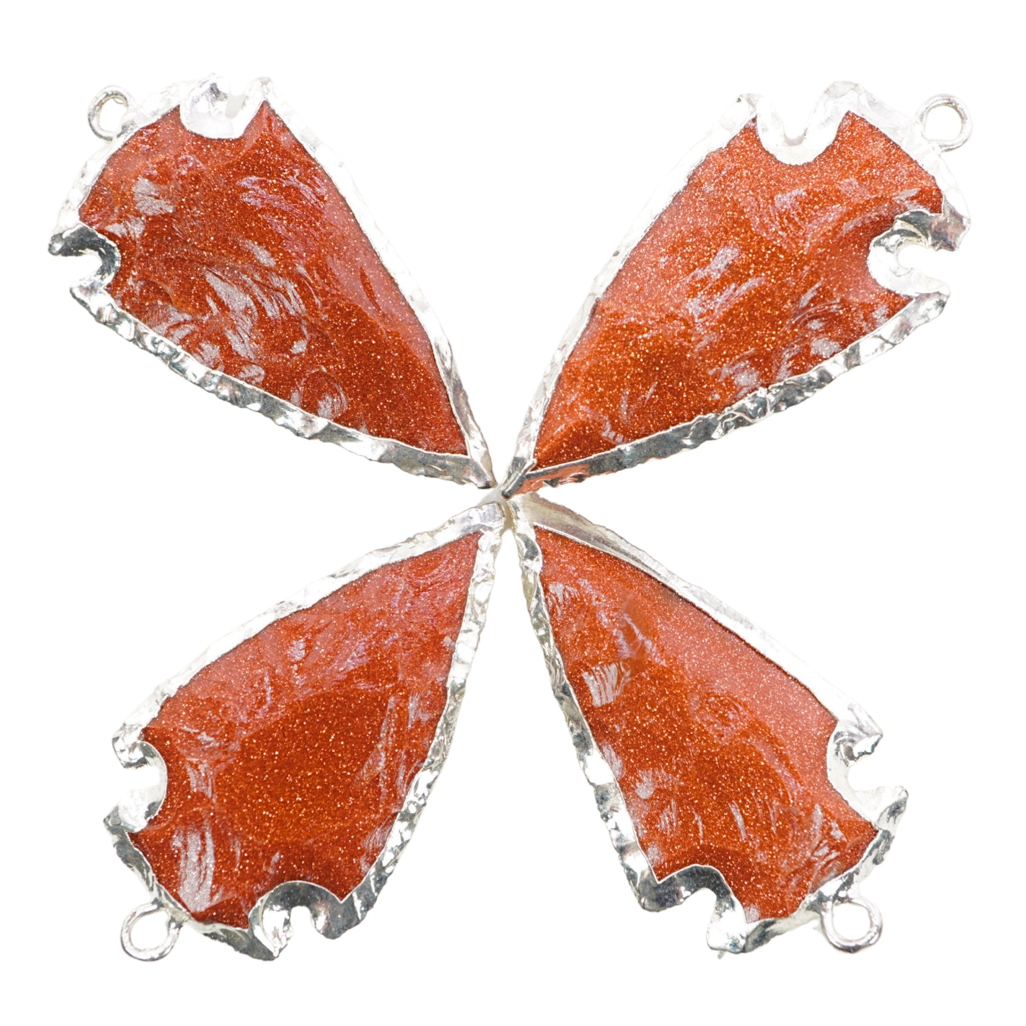 Red Sunstone Arrowhead Shape Gemstone Gold Electroplated Charm Pendant For Jewelry Making