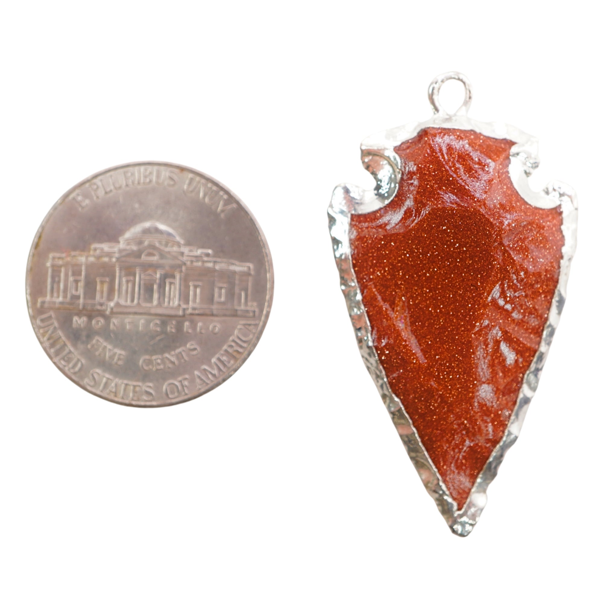 Red Sunstone Arrowhead Shape Gemstone Gold Electroplated Charm Pendant For Jewelry Making