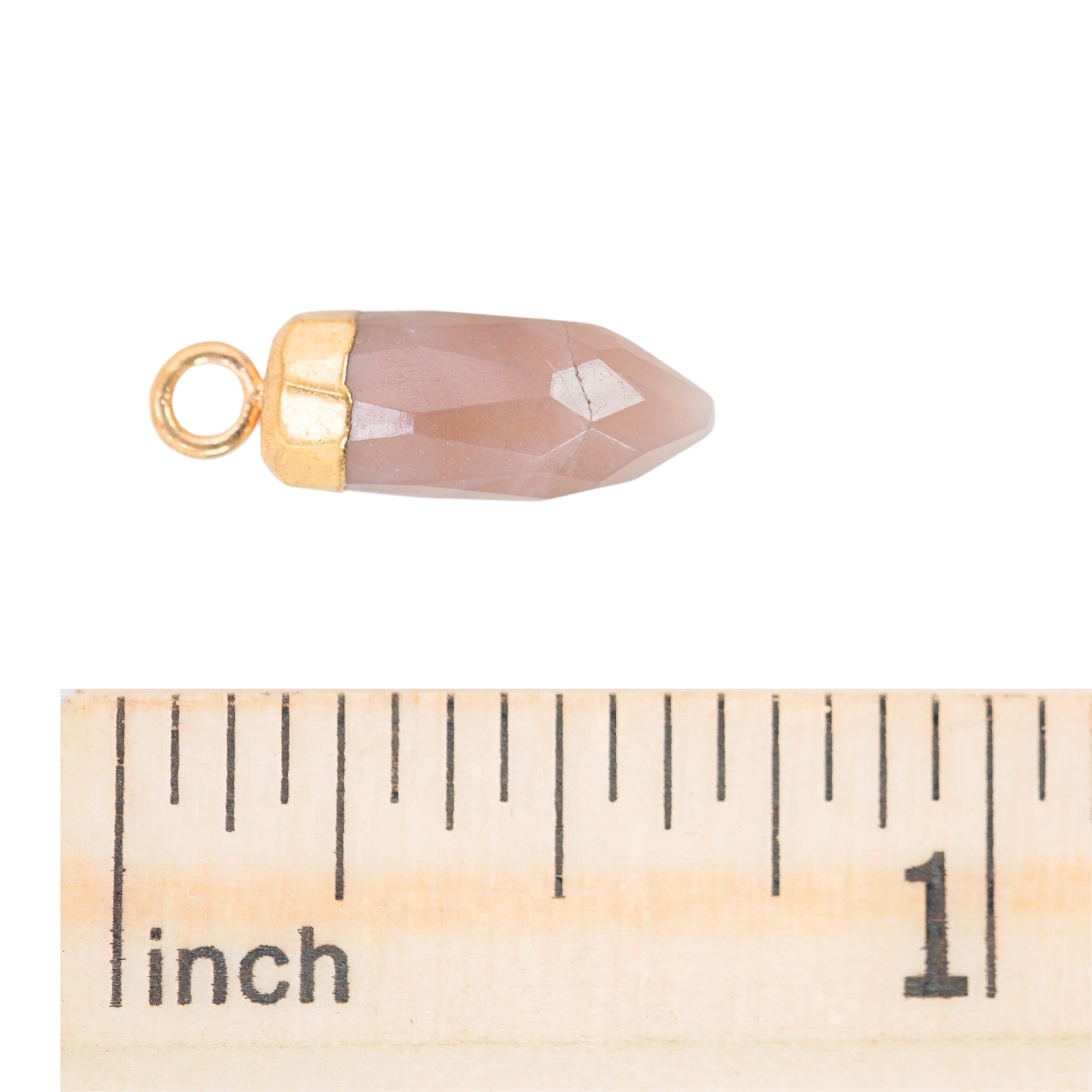 Brown Chocolate Moonstone Bullet Shape 13 x 5 MM Gold Electroplated Pendant (Set Of 2 Pcs)