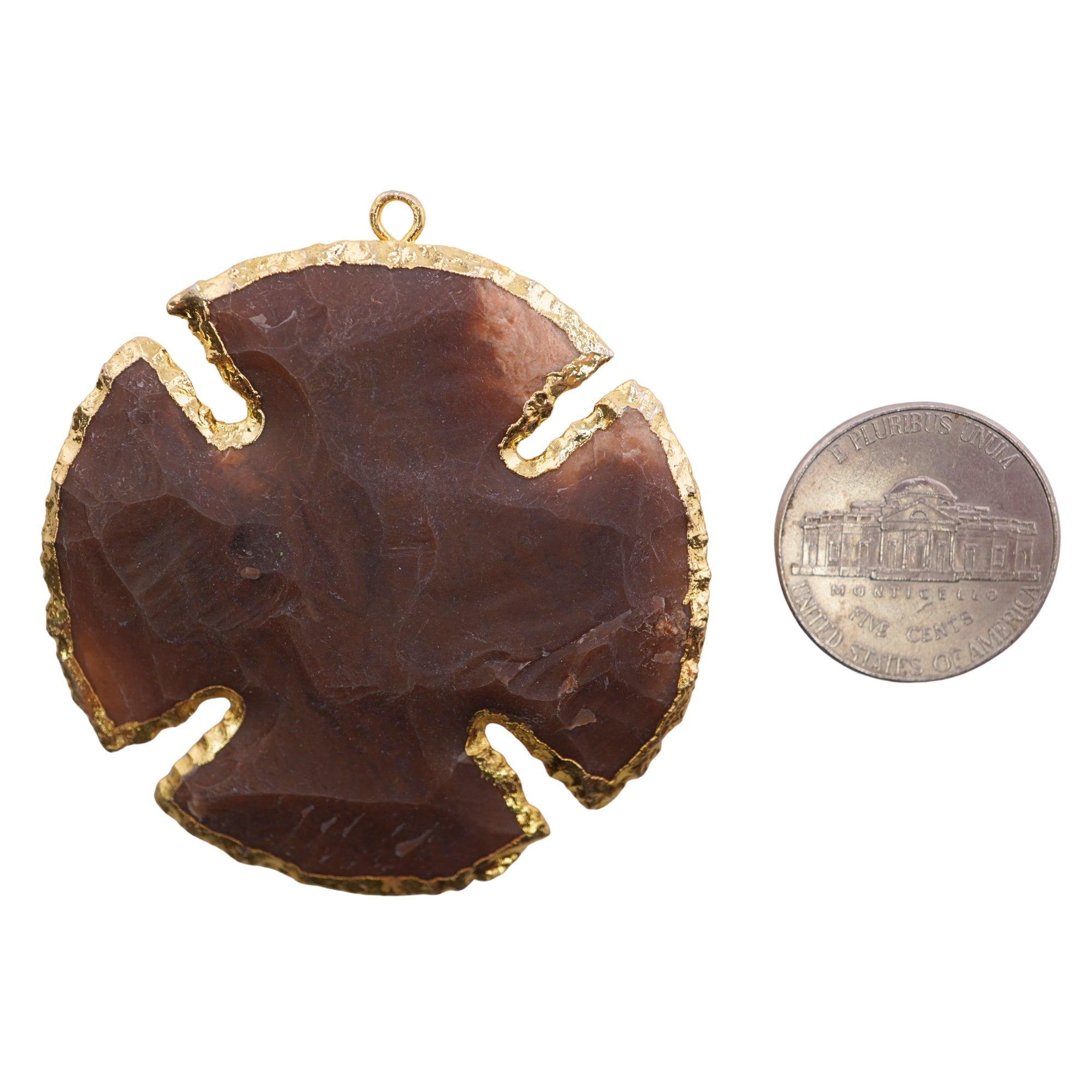 Agate Smooth Viking Cross Shape Gemstone Gold Electroplated Charm Pendant