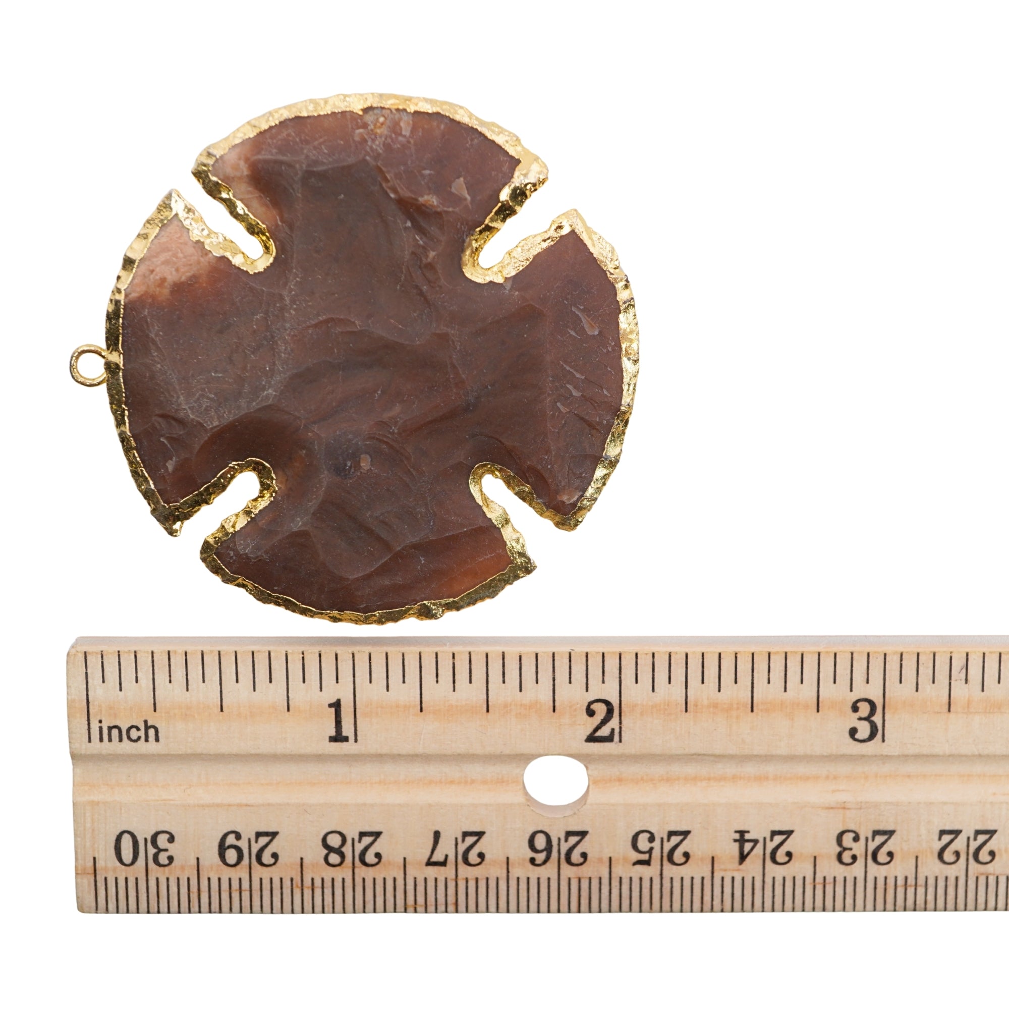 Agate Smooth Viking Cross Shape Gemstone Gold Electroplated Charm Pendant