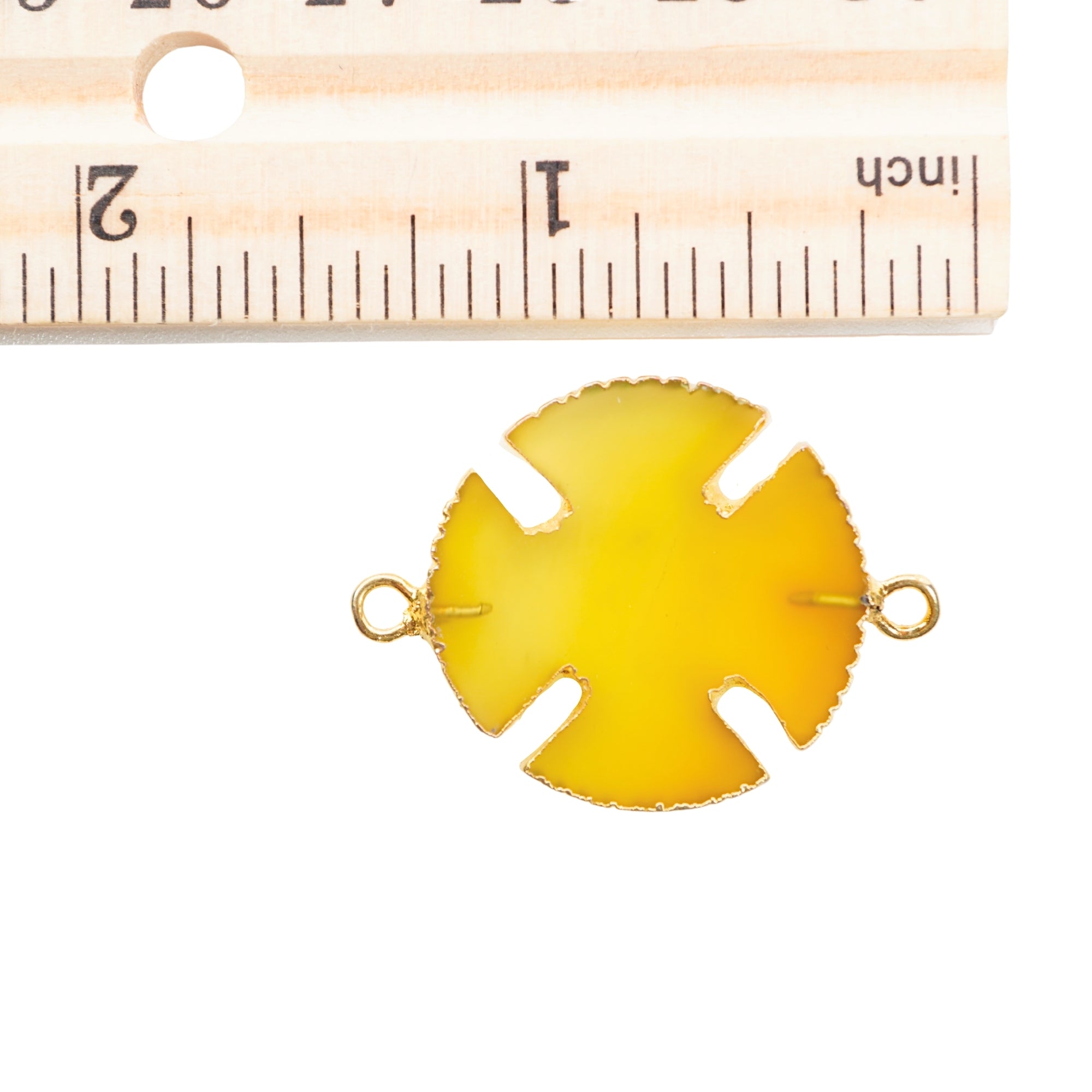 Yellow Chalcedony Viking Cross Gemstone Gold Electroplated Charm Pendant