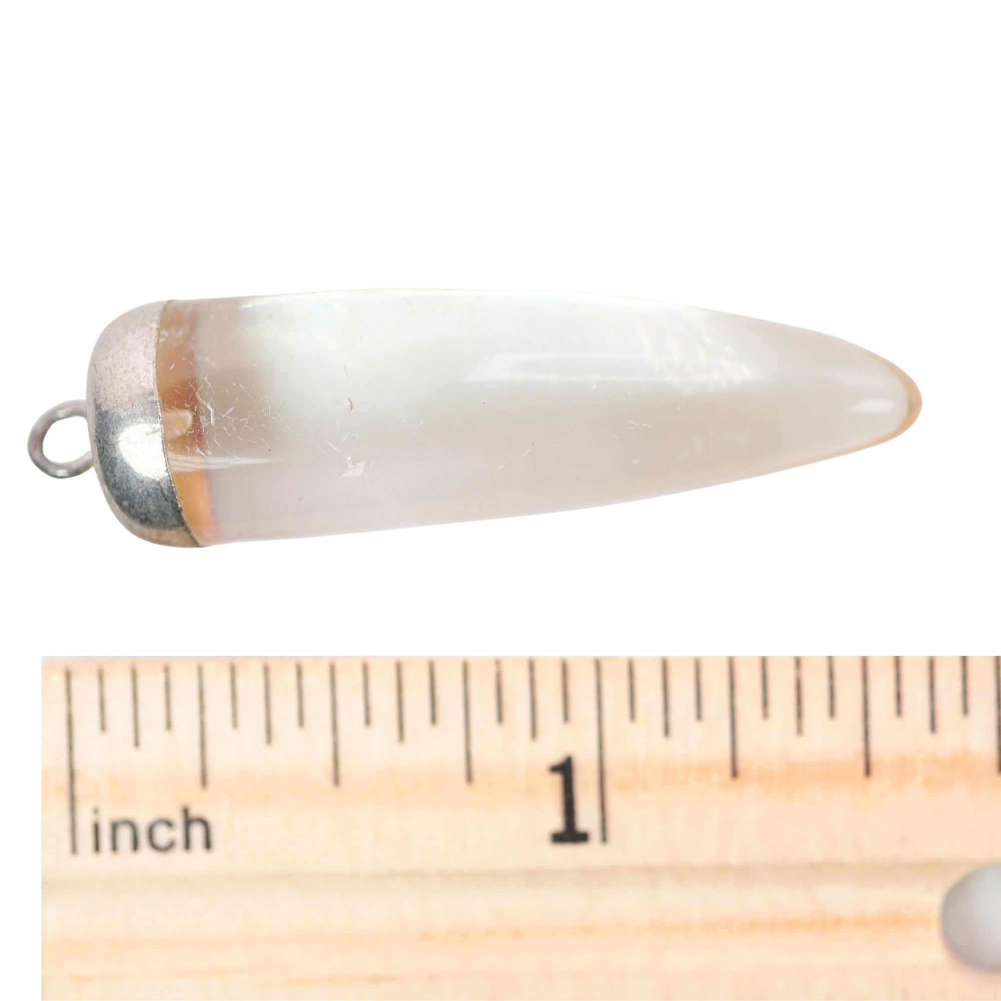 Crystal Quartz Tooth Shape Silver Electroplated Pendant Charm