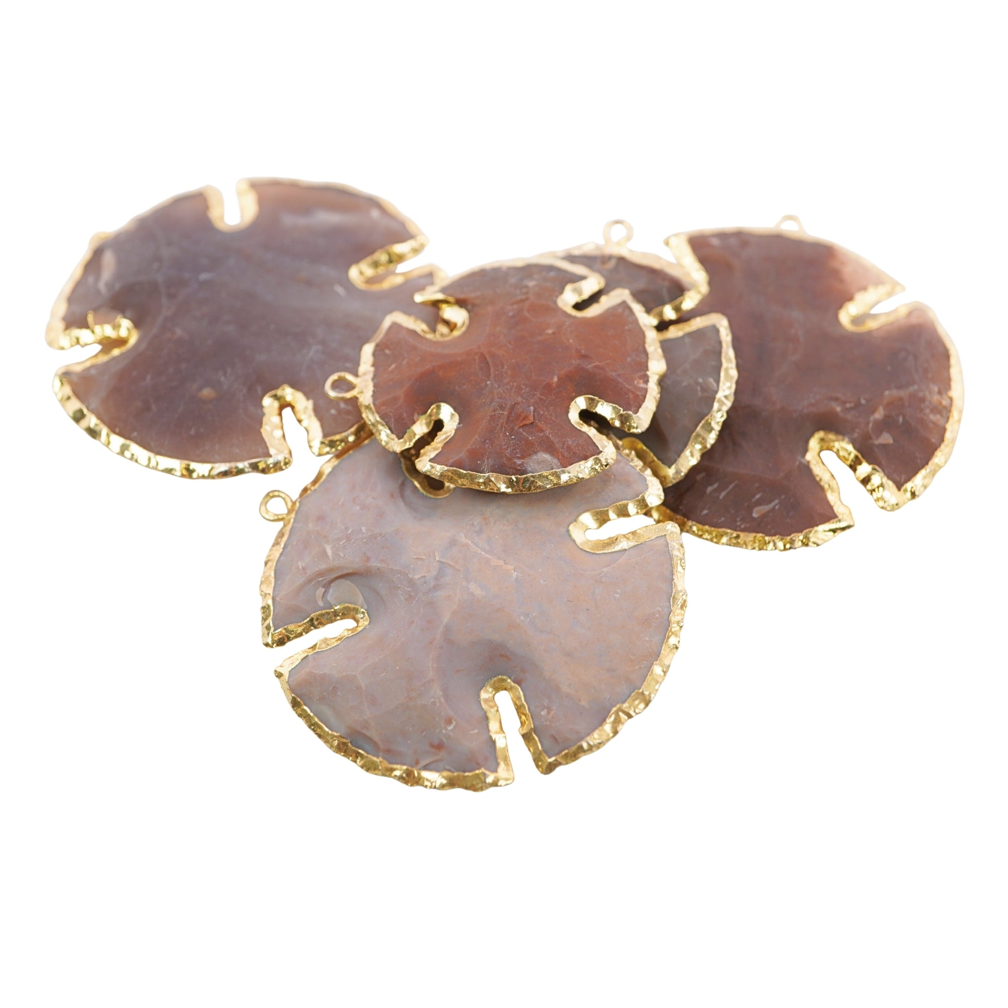 Agate Smooth Viking Cross Shape Gemstone Gold Electroplated Charm Pendant