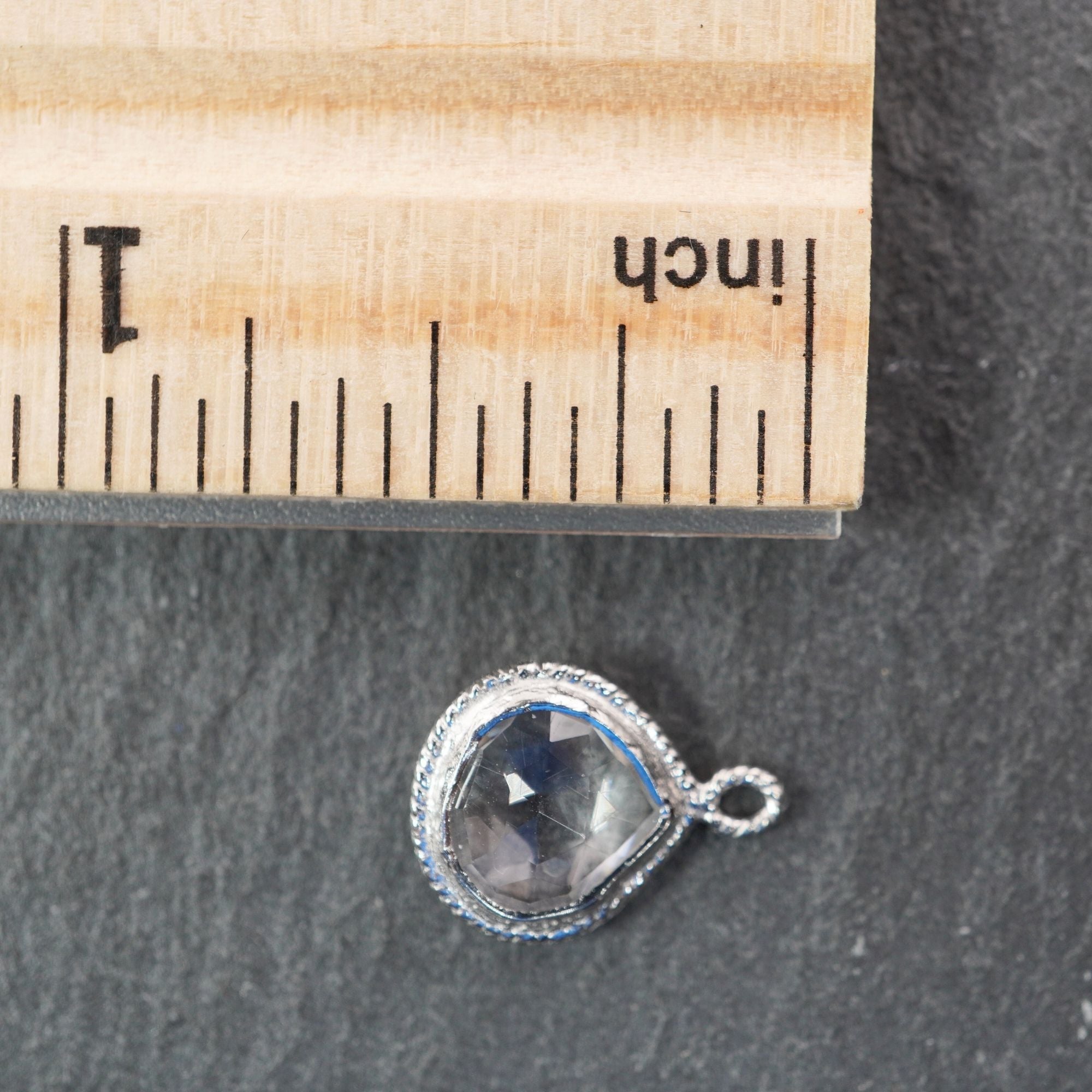 Crystal Quartz Heart Shape Gemstone Twisted Wire Sterling Silver Bezel Charm Pendant