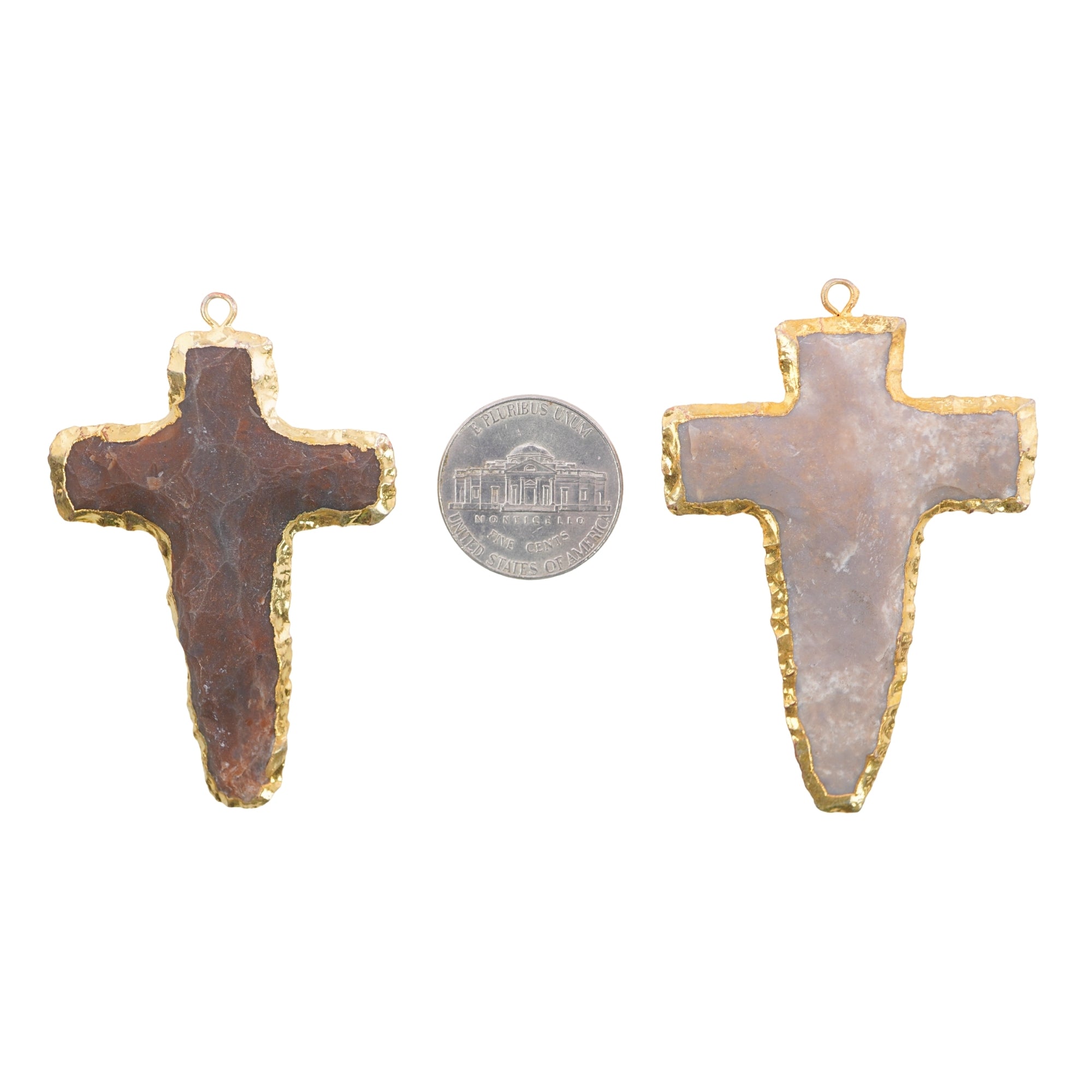Agate Cross Shape Gemstone Gold Electroplate Charm Pendant For Jewelry Making Supply