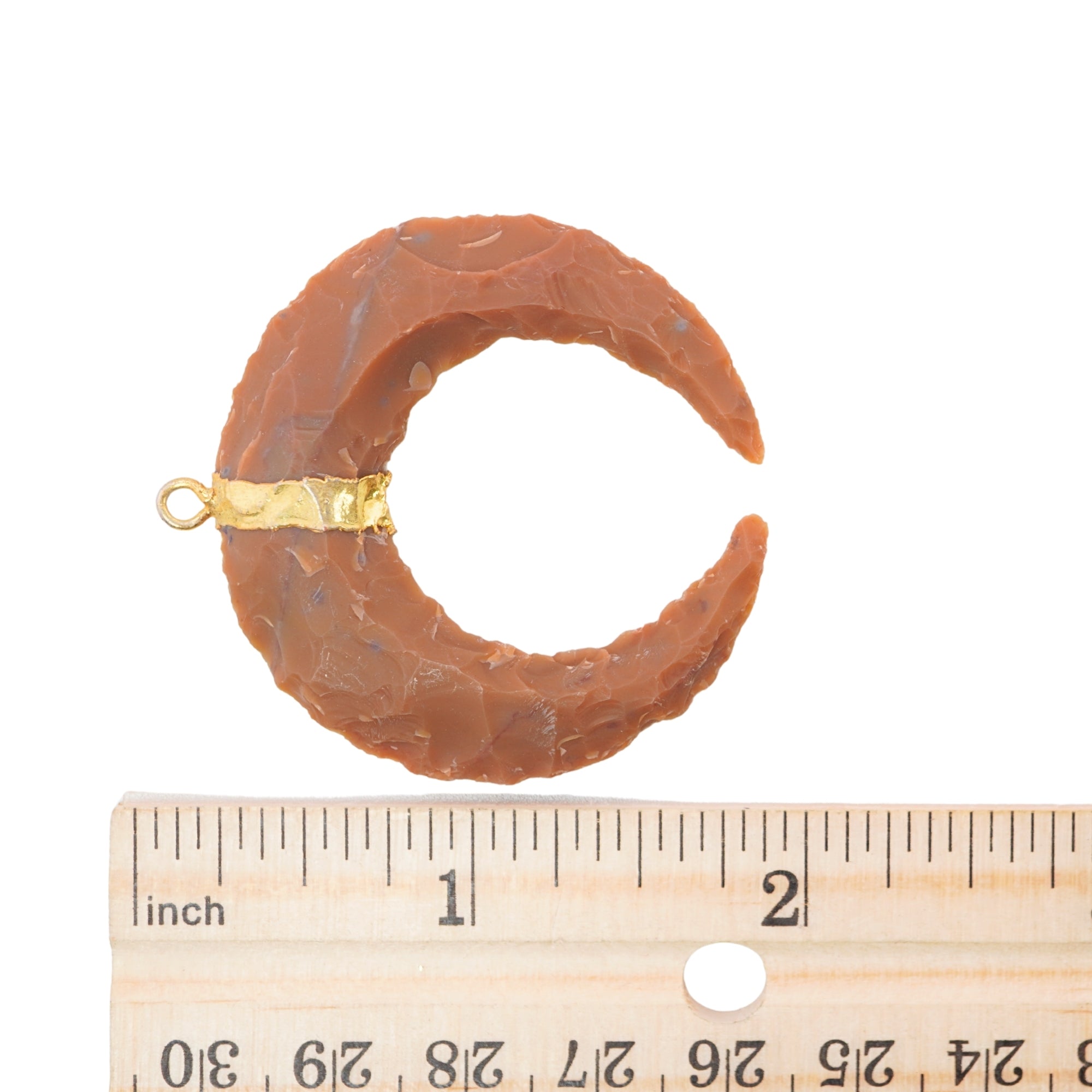 Jasper Moon Shape Gemstone Gold Electroplated Charm Pendant For Jewelry Making