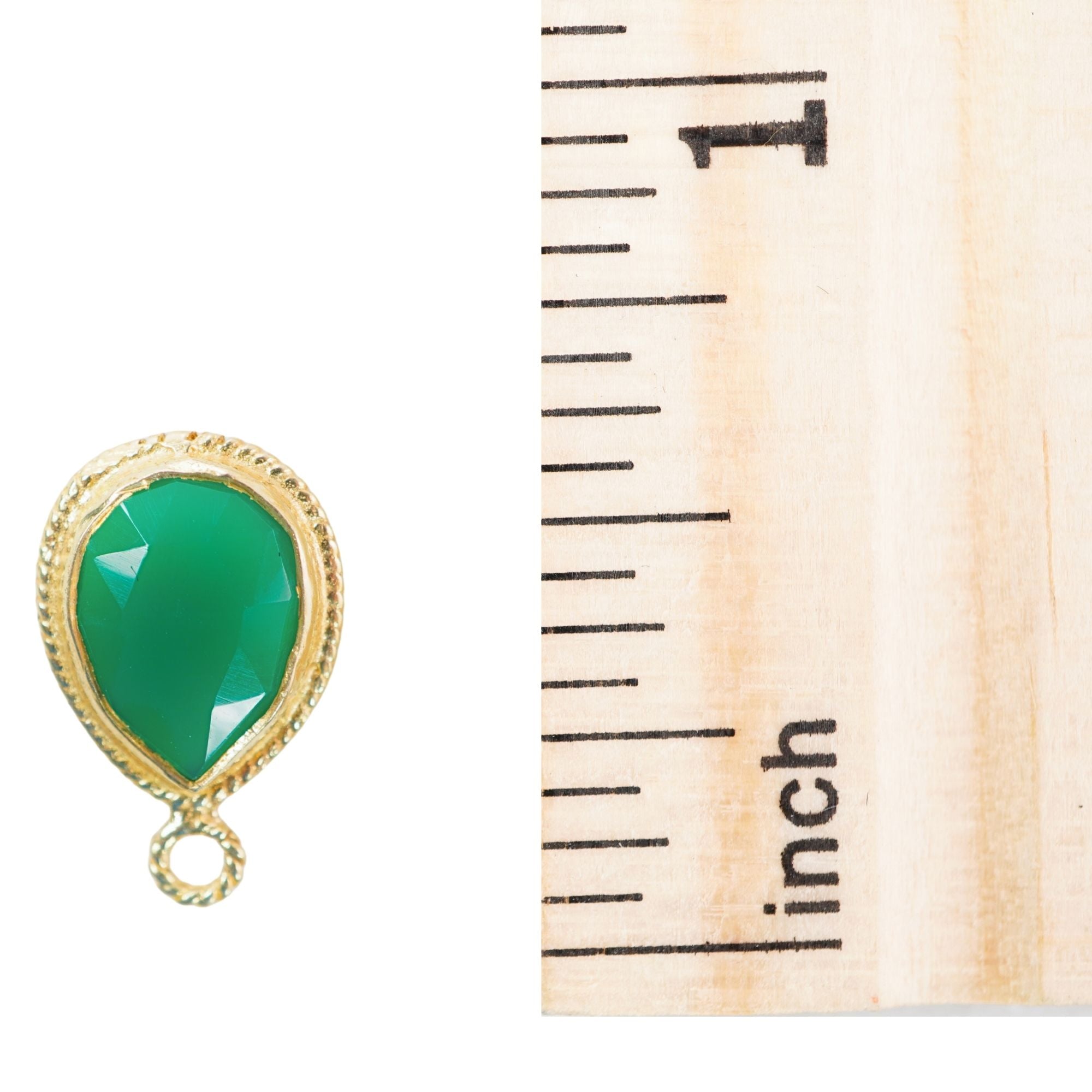 Green Onyx Pear Shape Gemstone Gold Plated Single Bail Bezel Charm Pendant