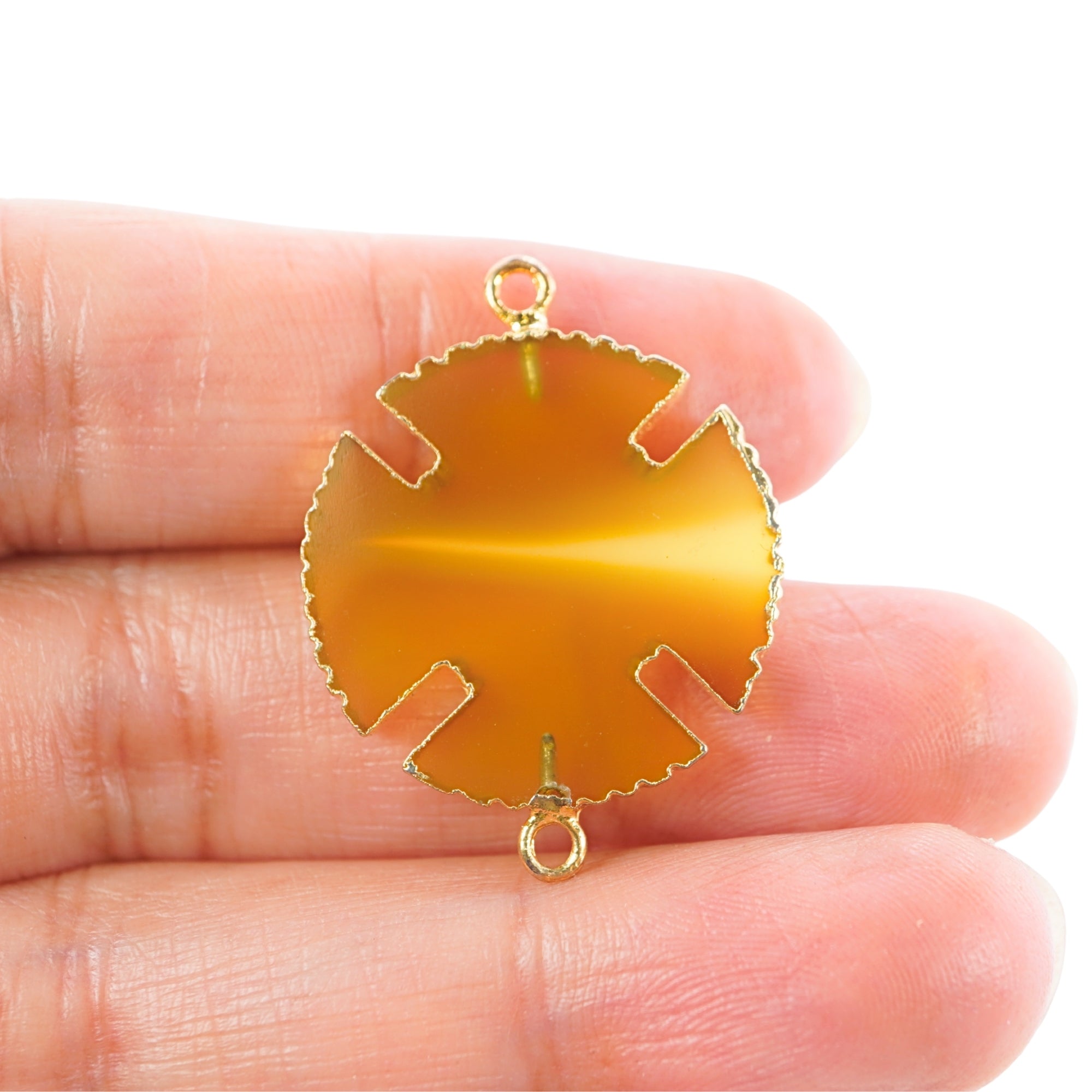 Yellow Chalcedony Viking Cross Gemstone Gold Electroplated Charm Pendant