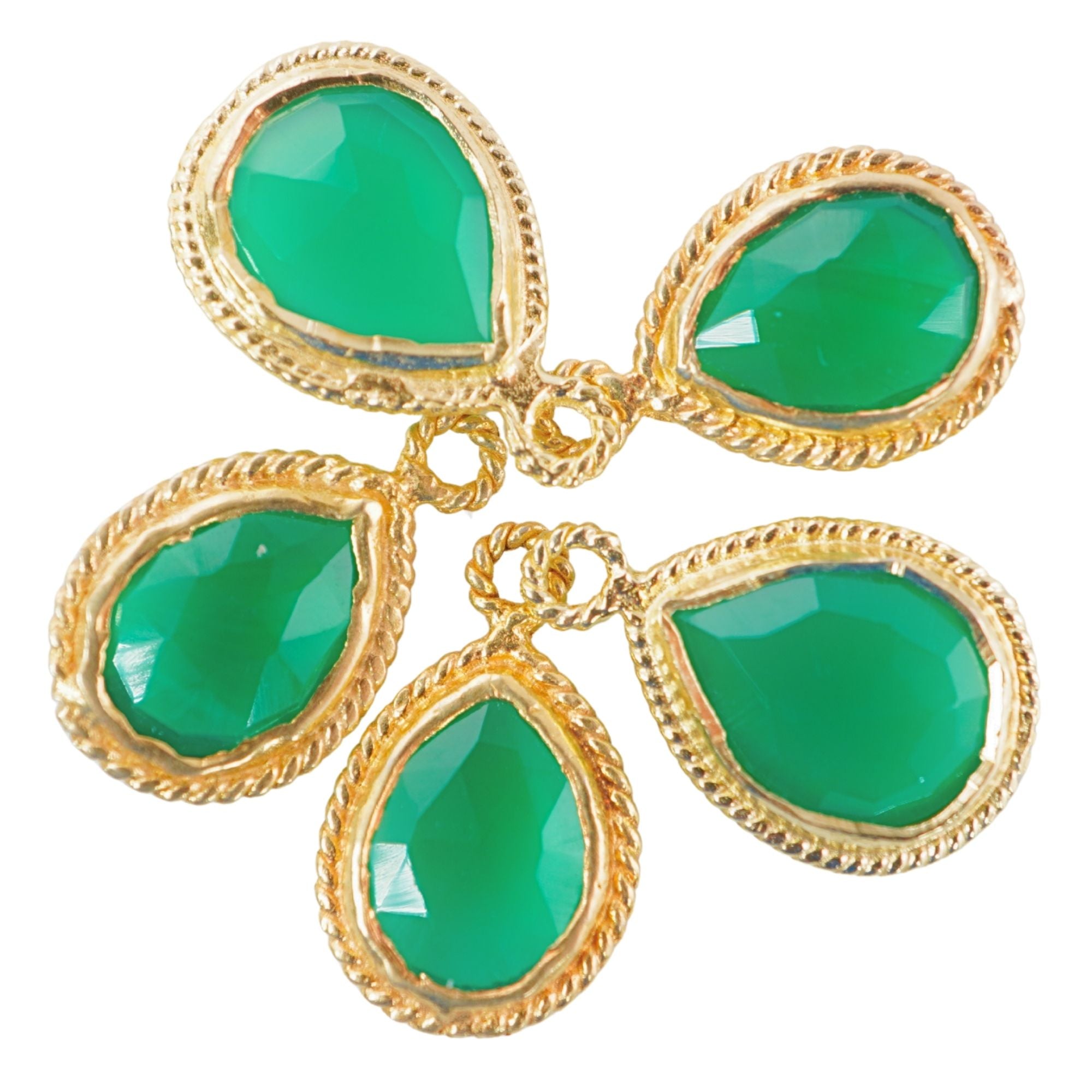 Green Onyx Pear Shape Gemstone Gold Plated Single Bail Bezel Charm Pendant