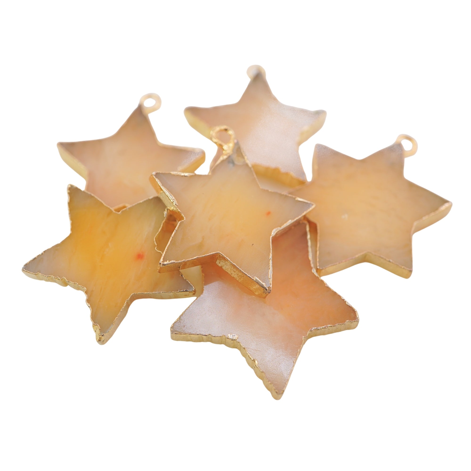 Yellow Aventurine Smooth Star Shape Gemstone Gold Electroplated Charm Pendant