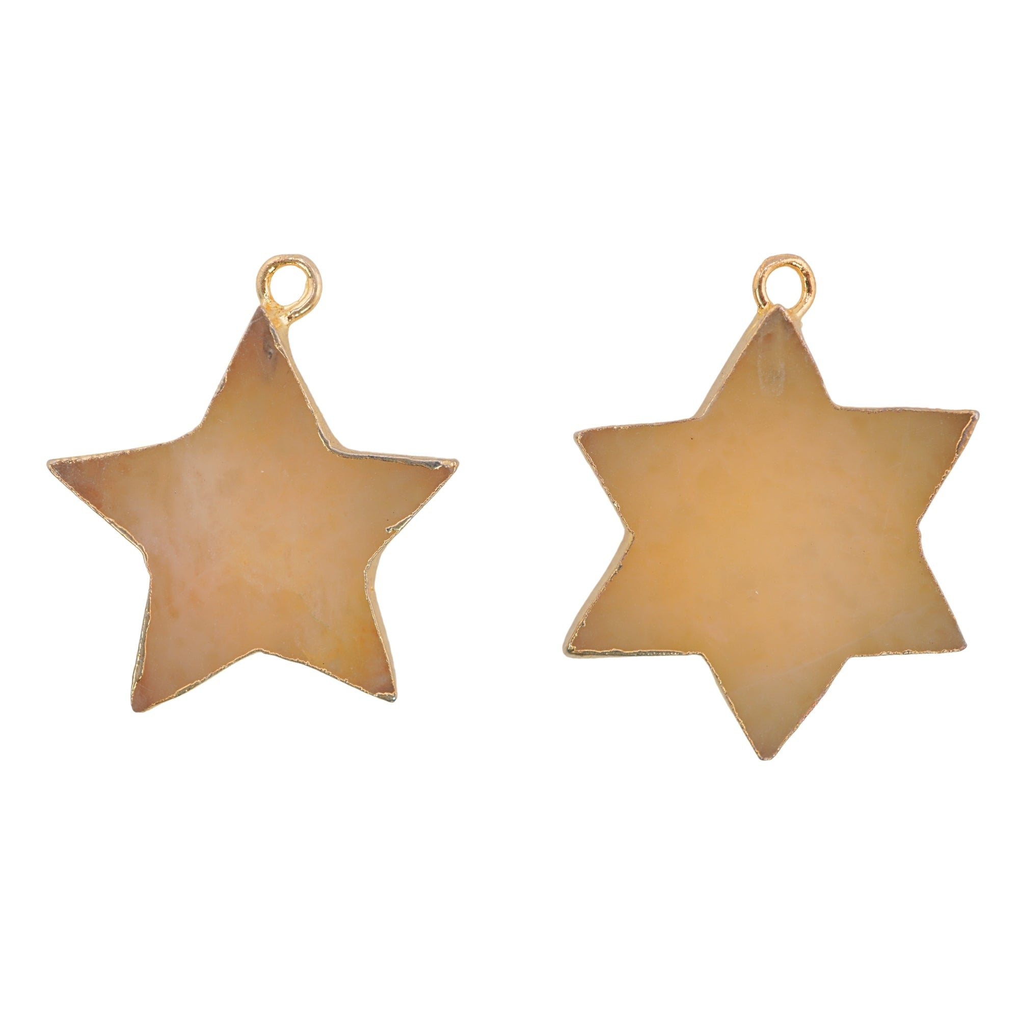 Yellow Aventurine Smooth Star Shape Gemstone Gold Electroplated Charm Pendant