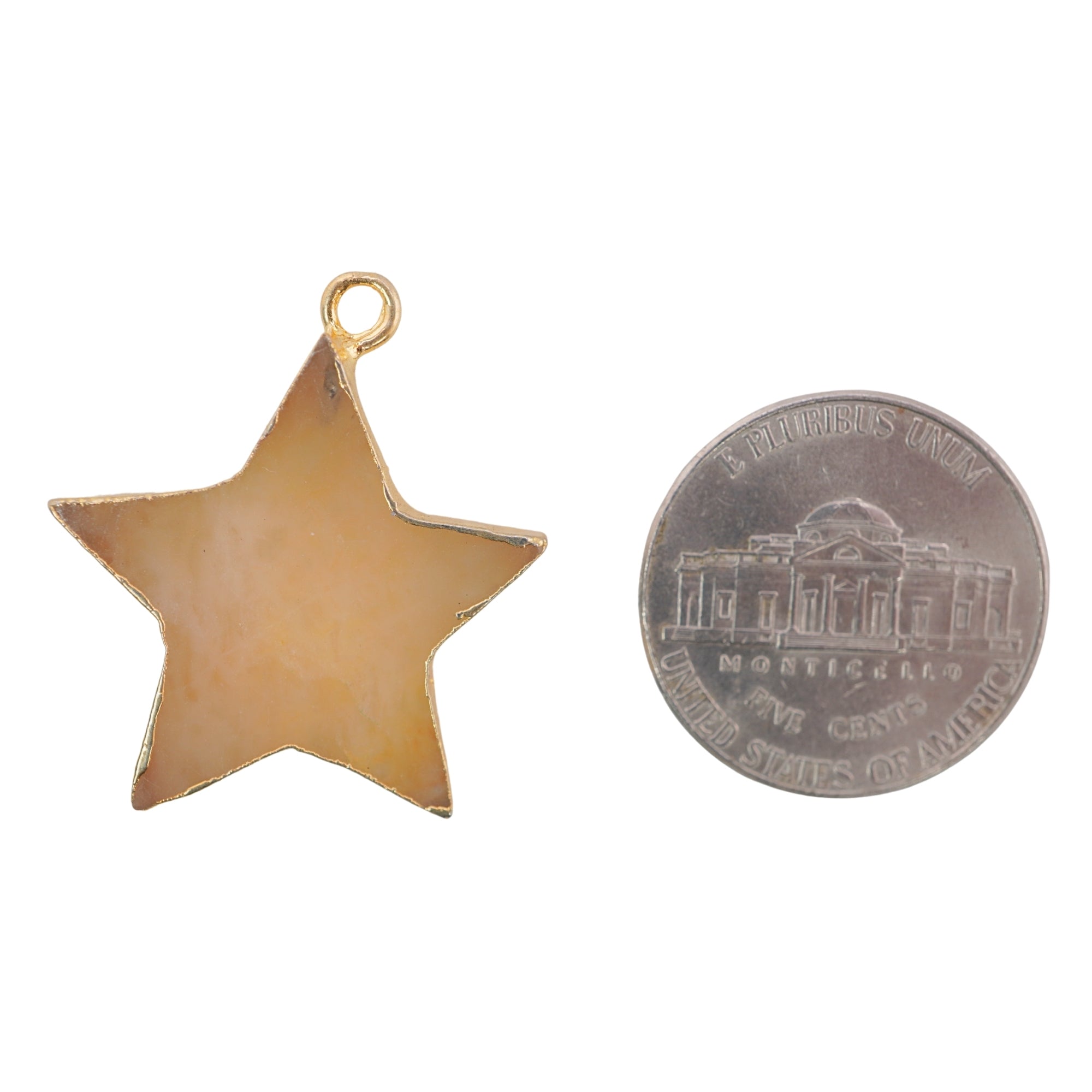 Yellow Aventurine Smooth Star Shape Gemstone Gold Electroplated Charm Pendant