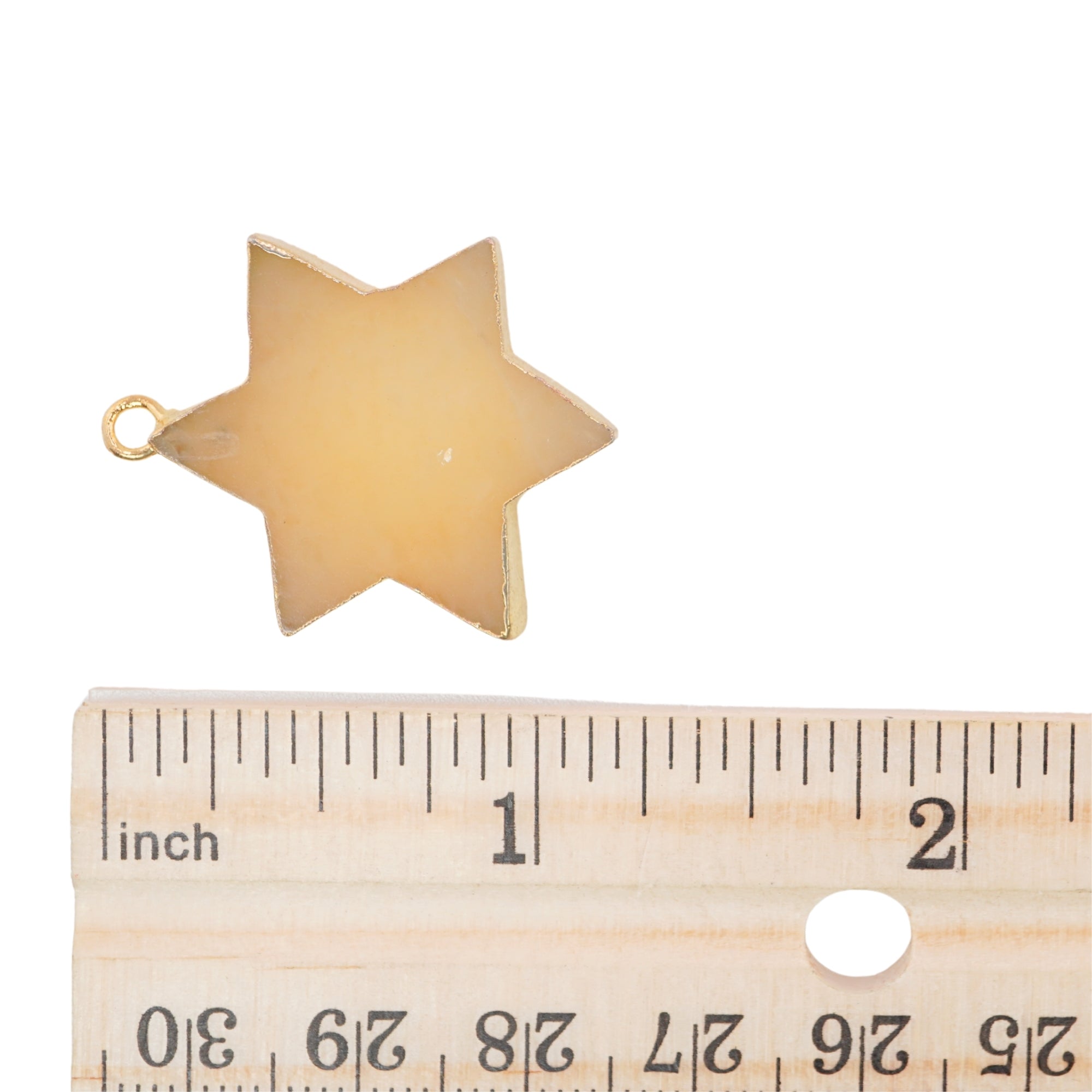 Yellow Aventurine Smooth Star Shape Gemstone Gold Electroplated Charm Pendant