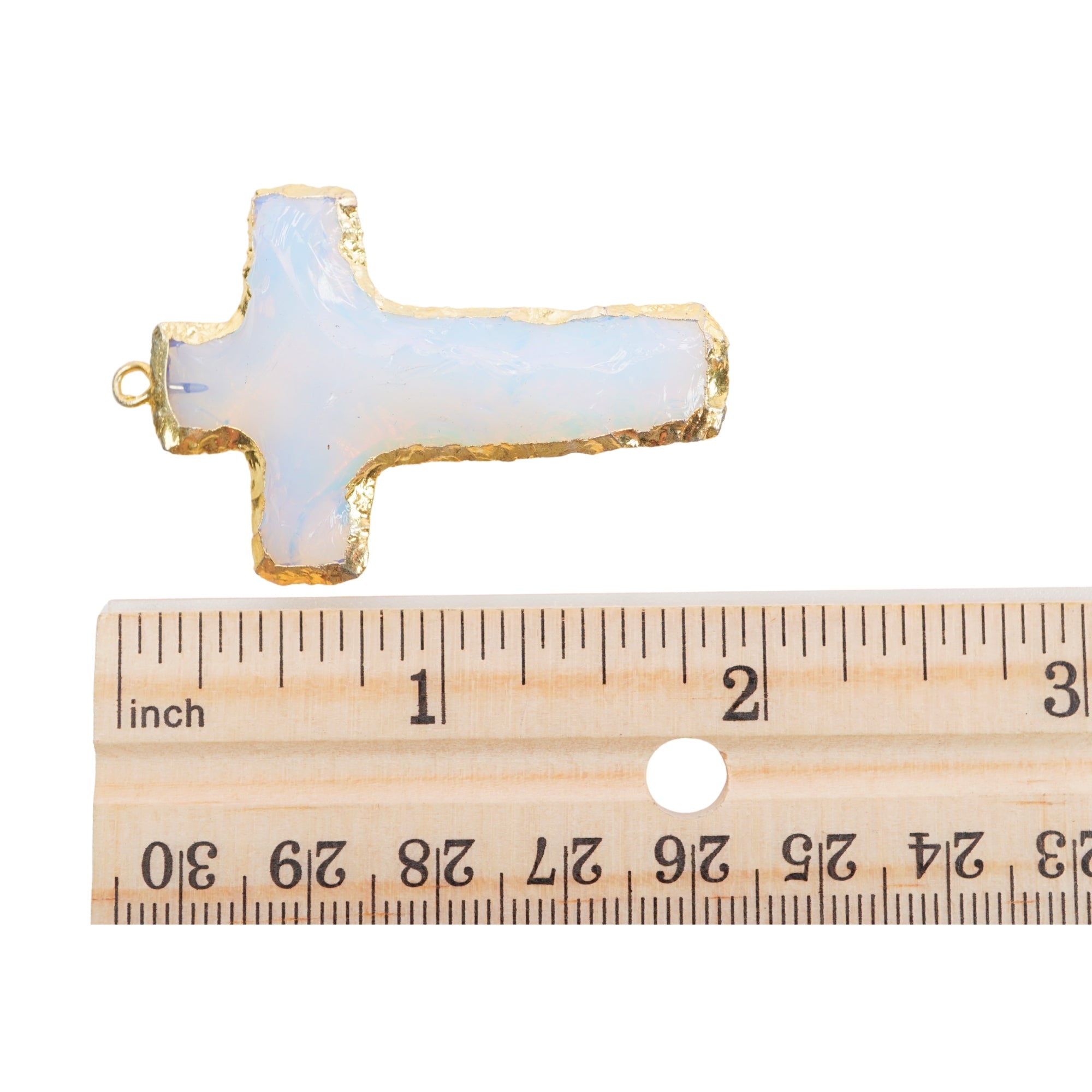 Opalite Cross Shape Gemstone Gold Electroplate Charm Pendant For Jewelry Making