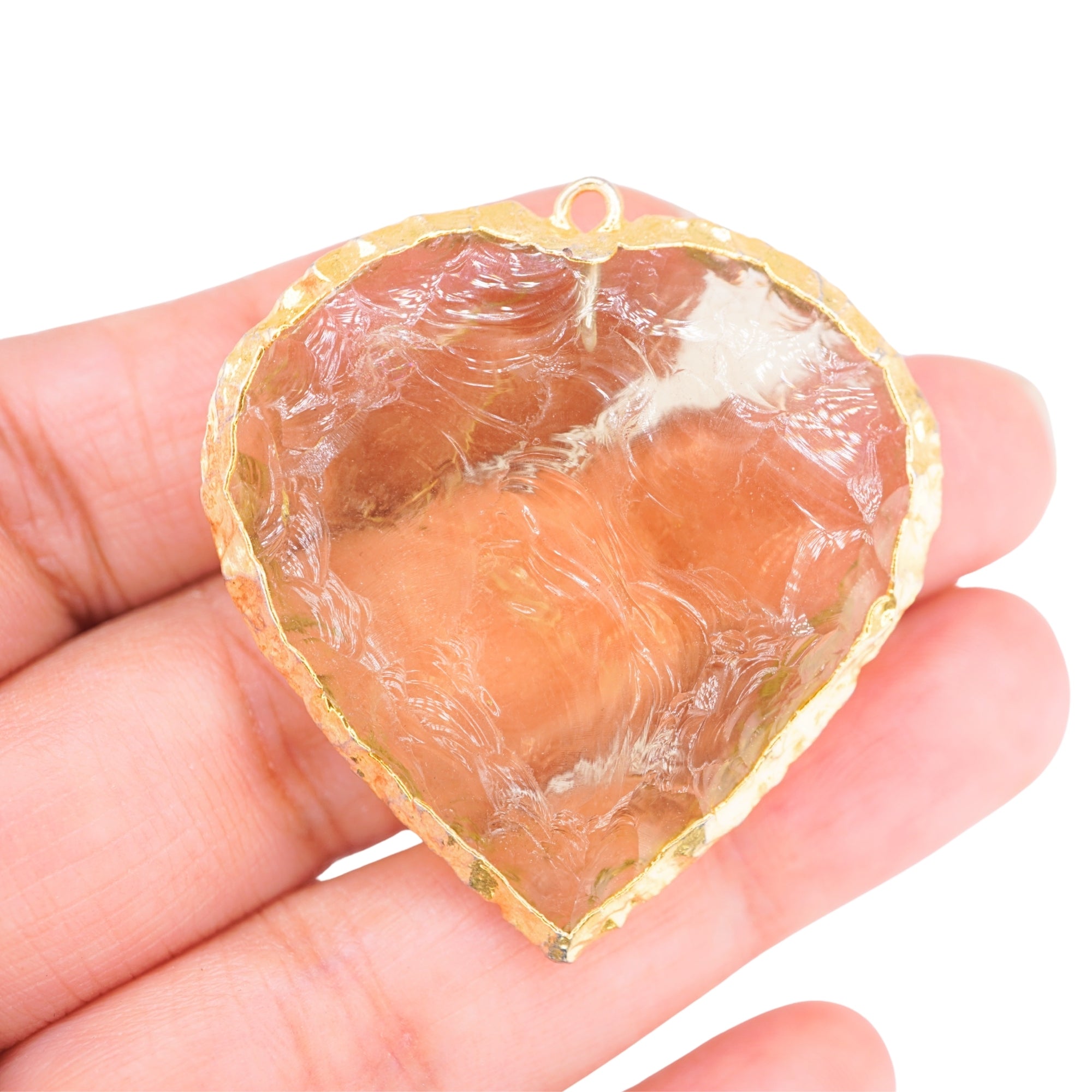 Lemon Hydro Quartz Heart Shape Gemstone Gold Electroplated Charm Pendant